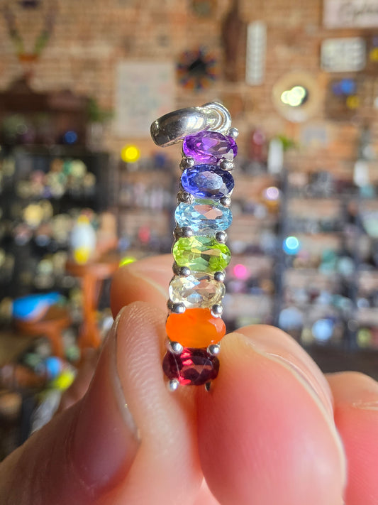 Mixed Stone Rainbow Pendant