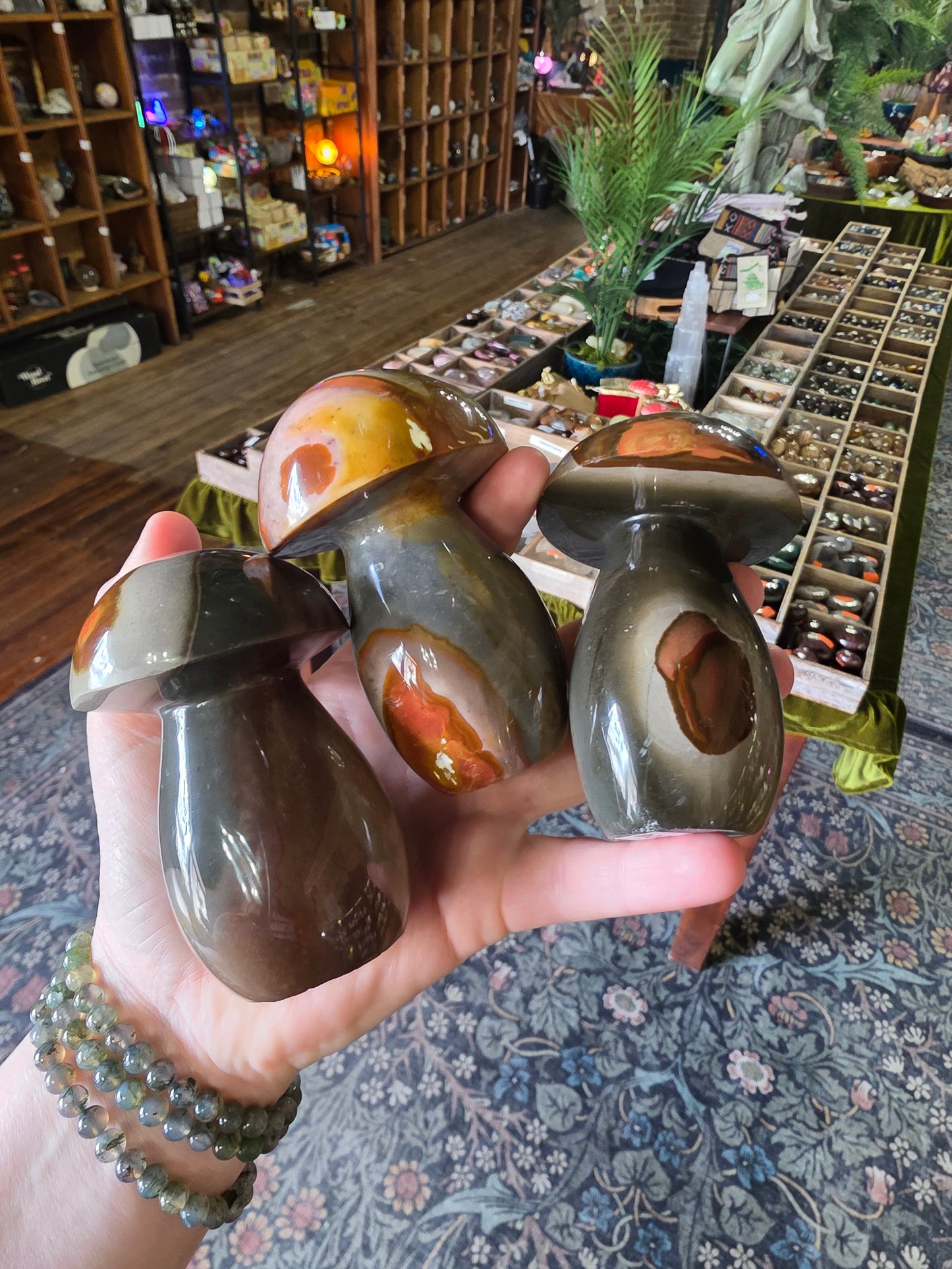 Polychrome Jasper Mushroom Carving
