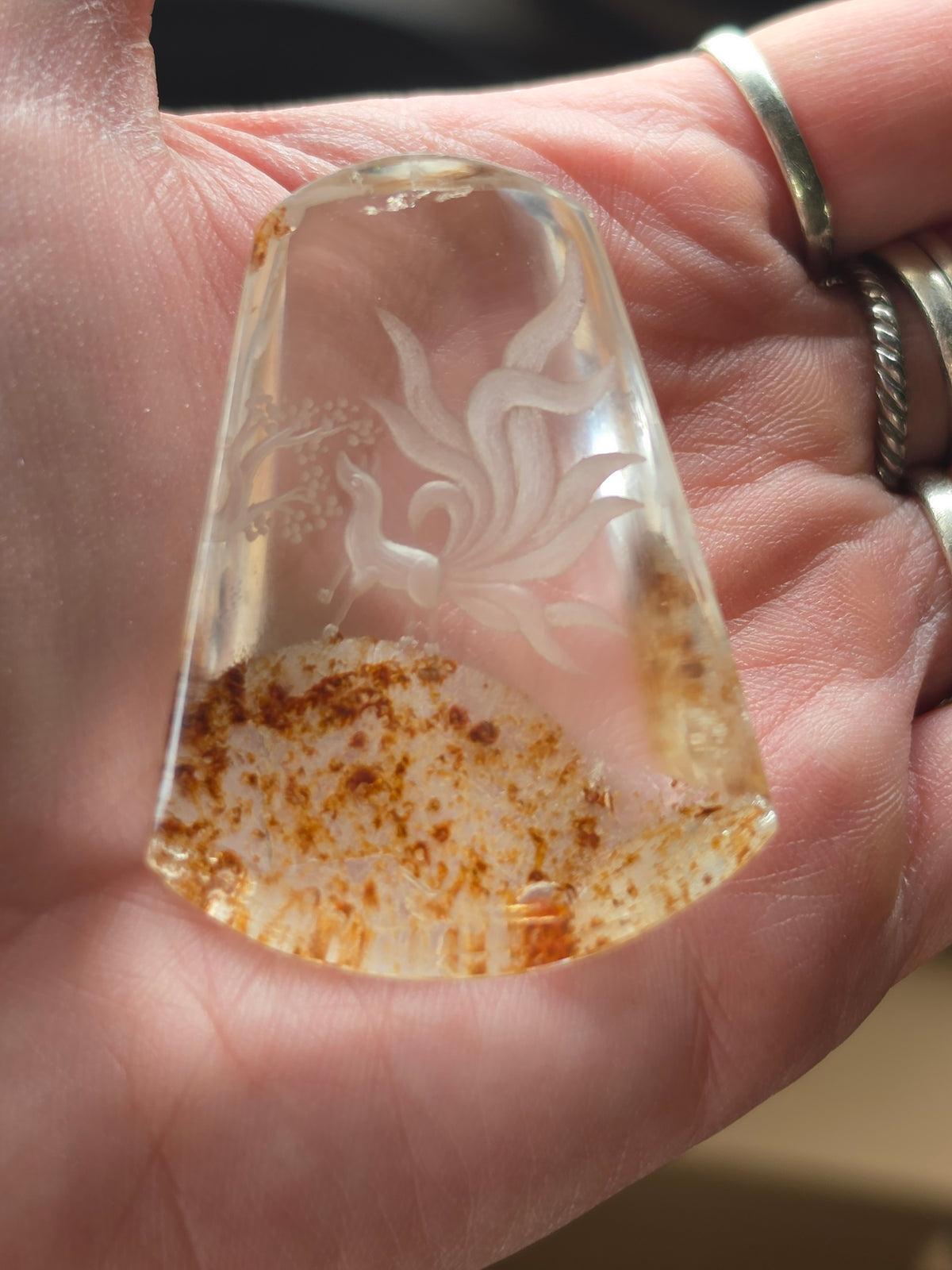Nine Tail Fox Lazer Engraved Iron Included Quartz