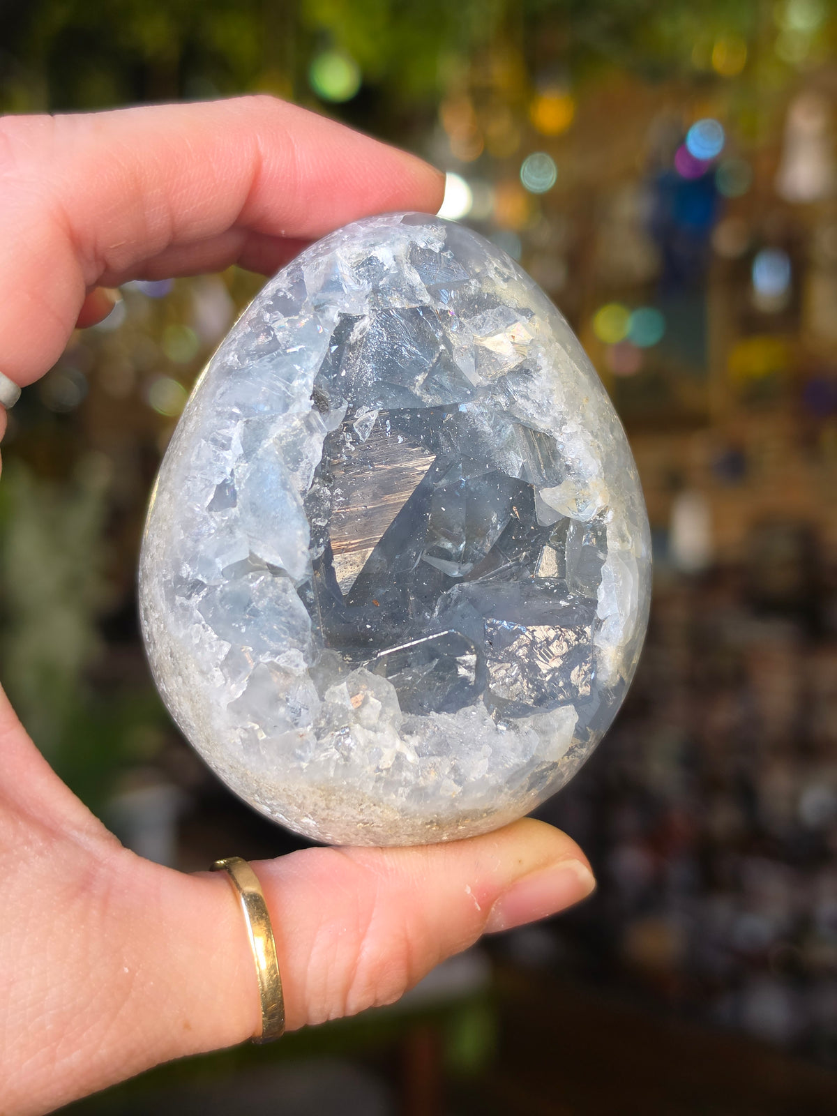 Celestite Egg Carving