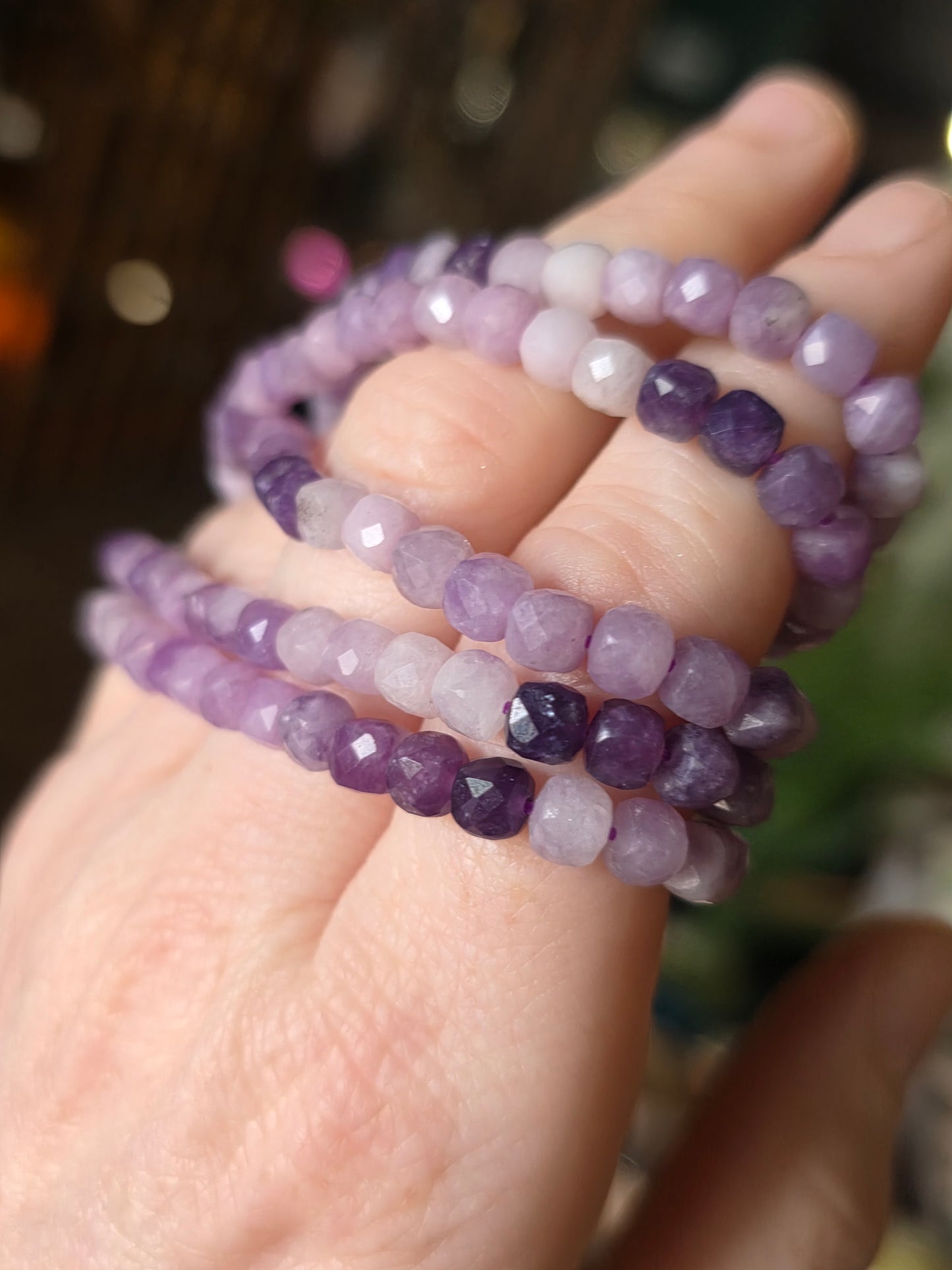 Faceted Lepidolite Bead Bracelet