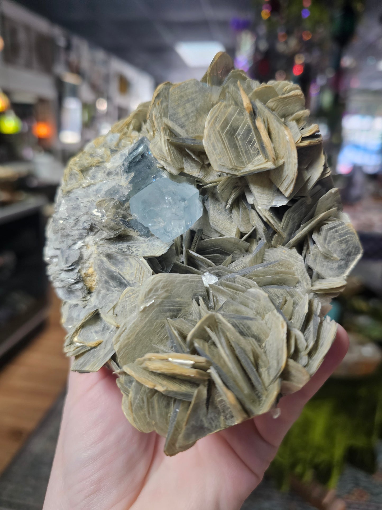 Aquamarine on Muscovite