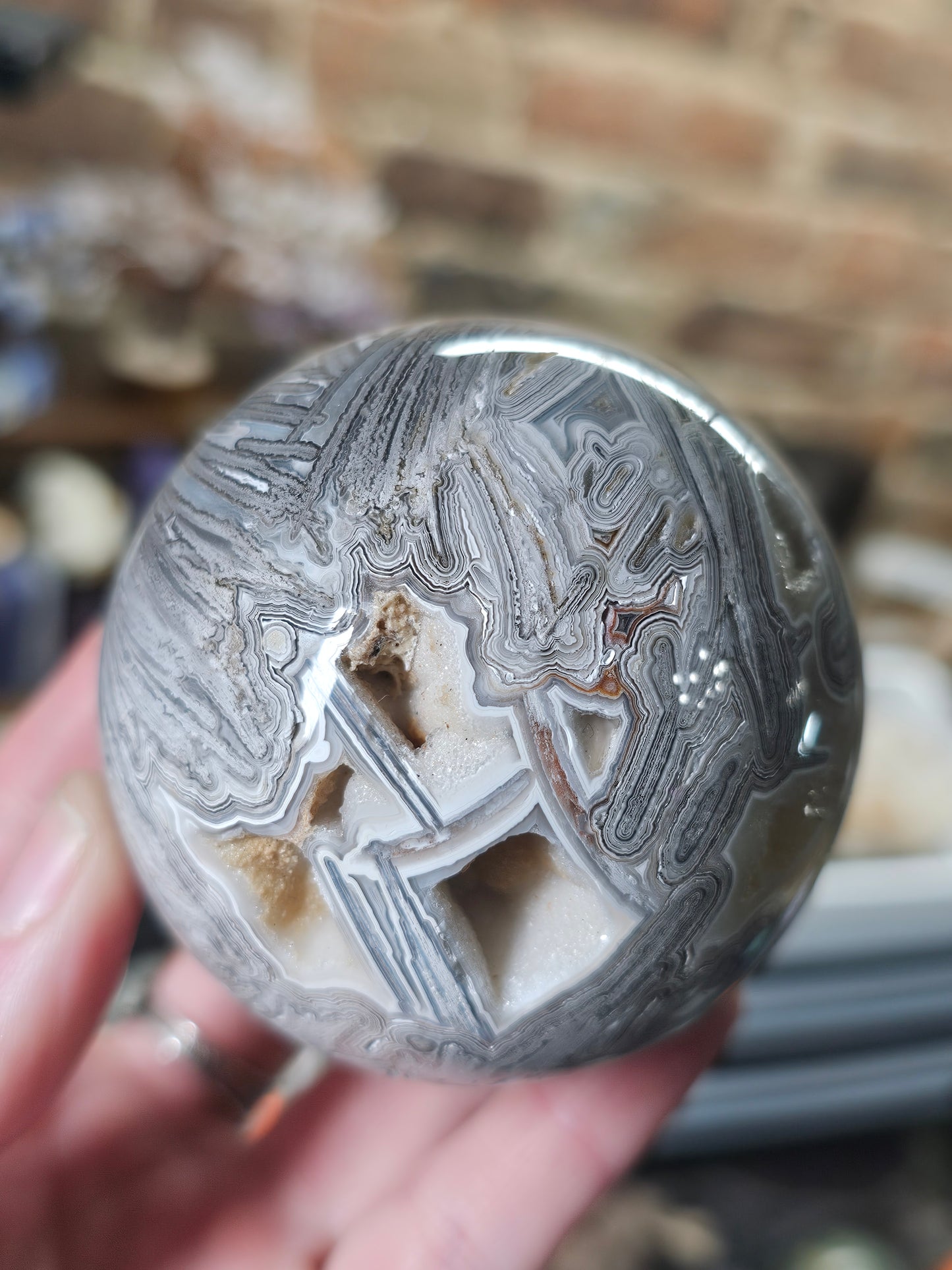 Lattice Lace Agate Sphere