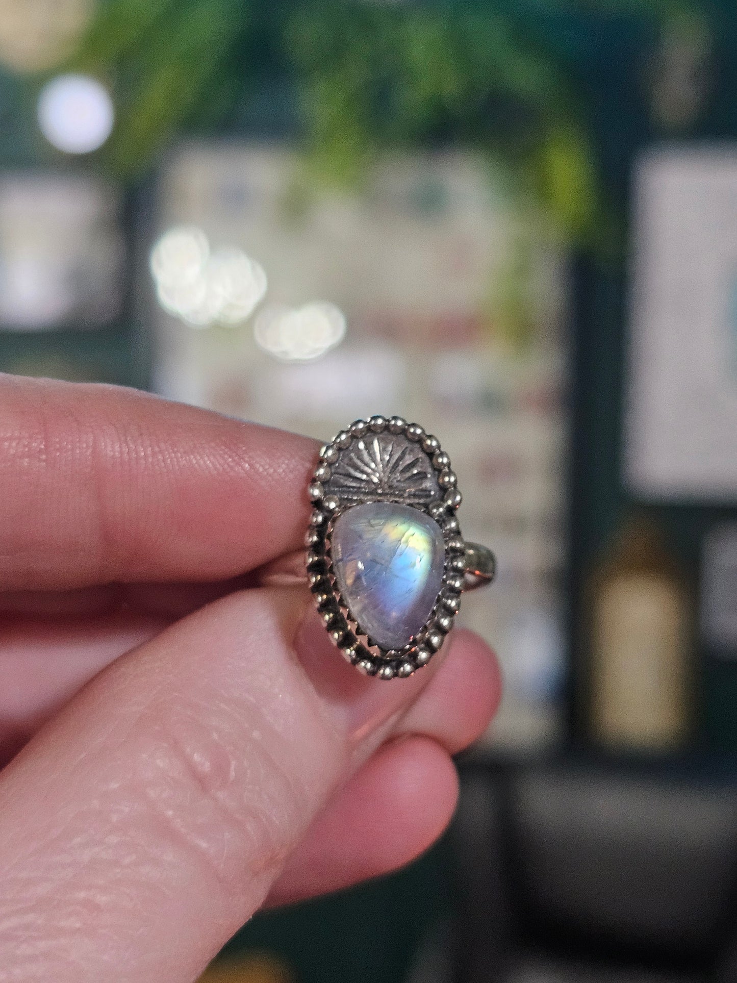 Size 6 Rainbow Moonstone Ring