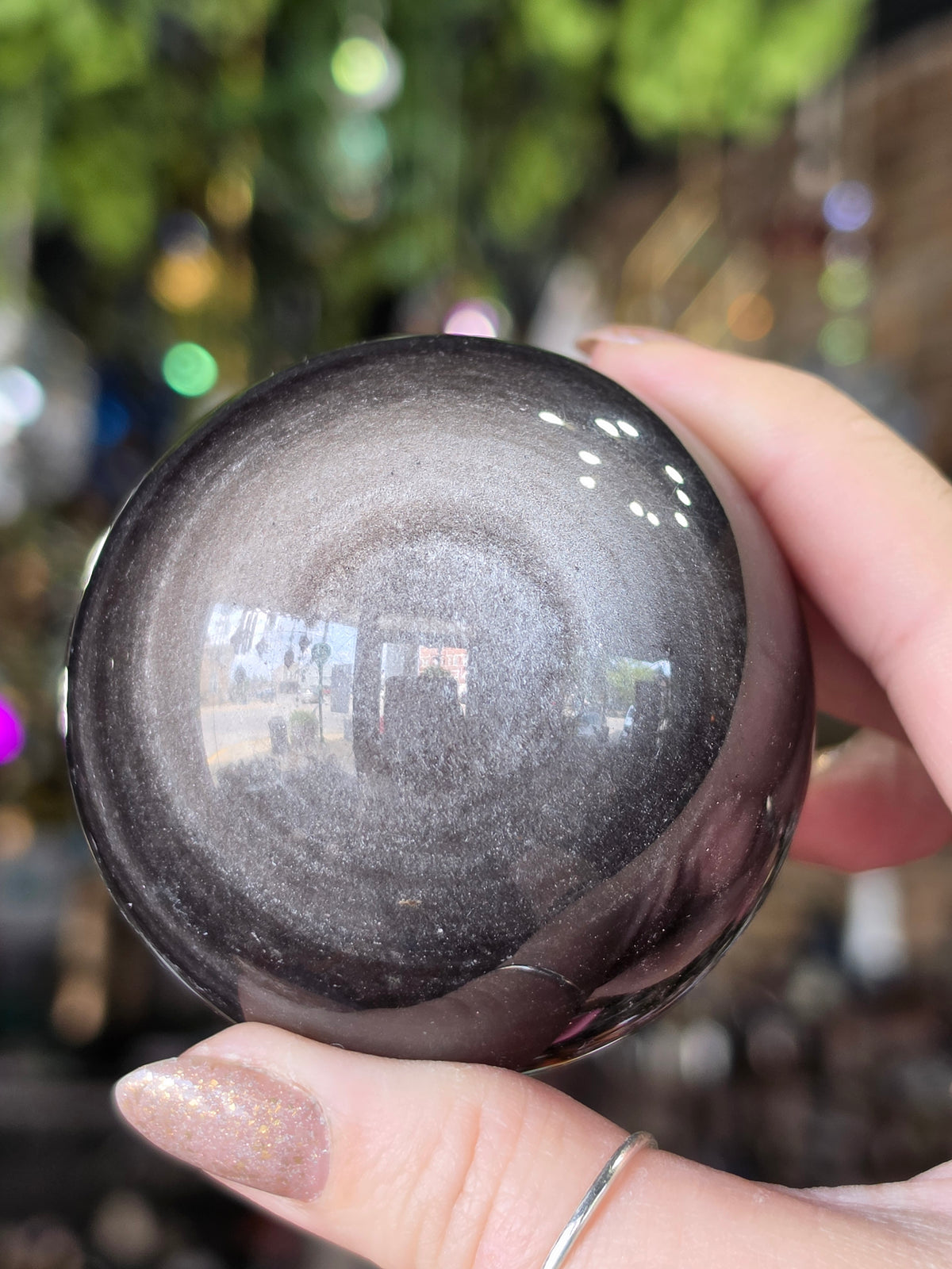 Silver Sheen Obsidian Sphere