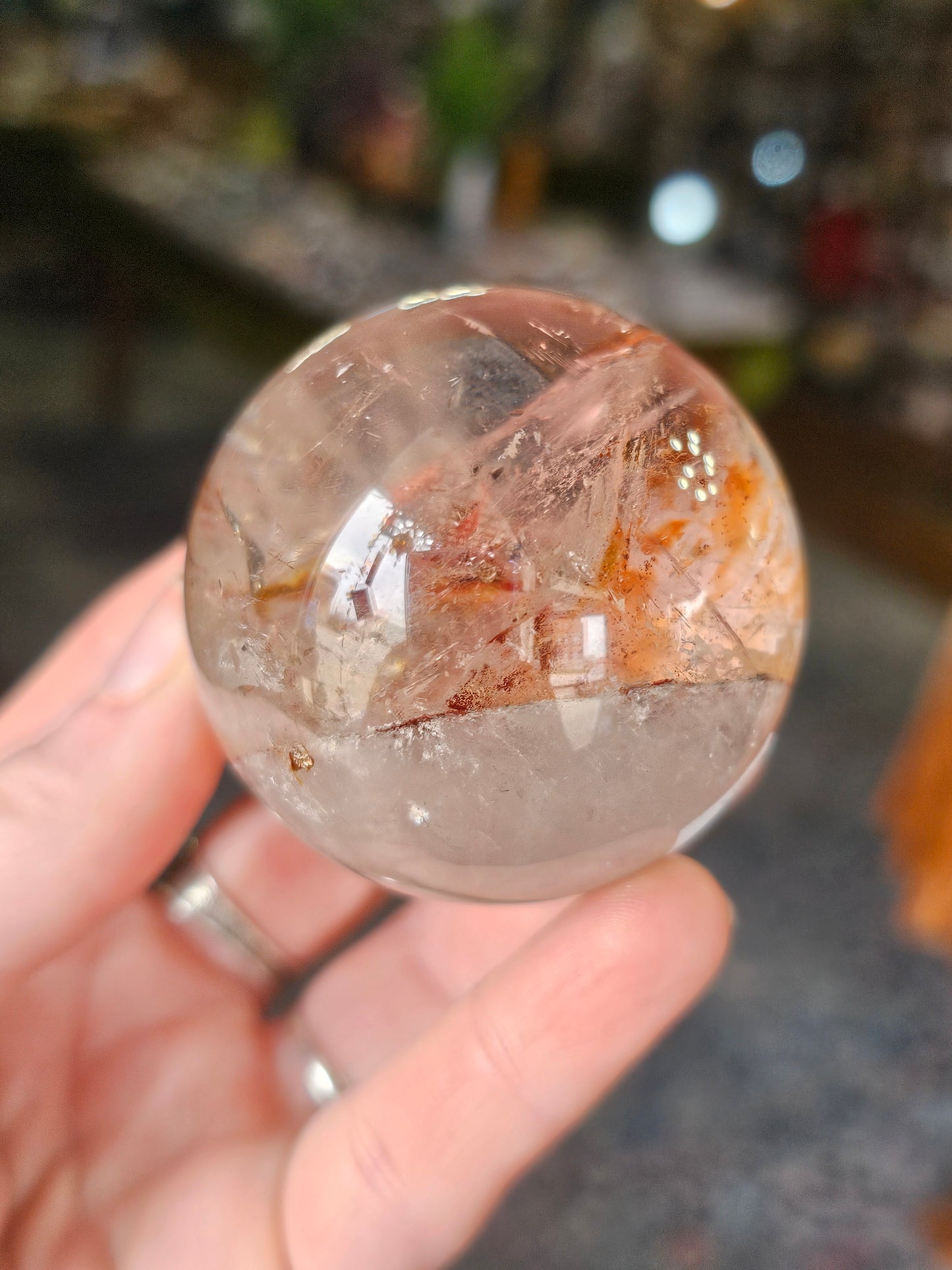 Iron Oxide and Hematite inclusions Quartz Sphere