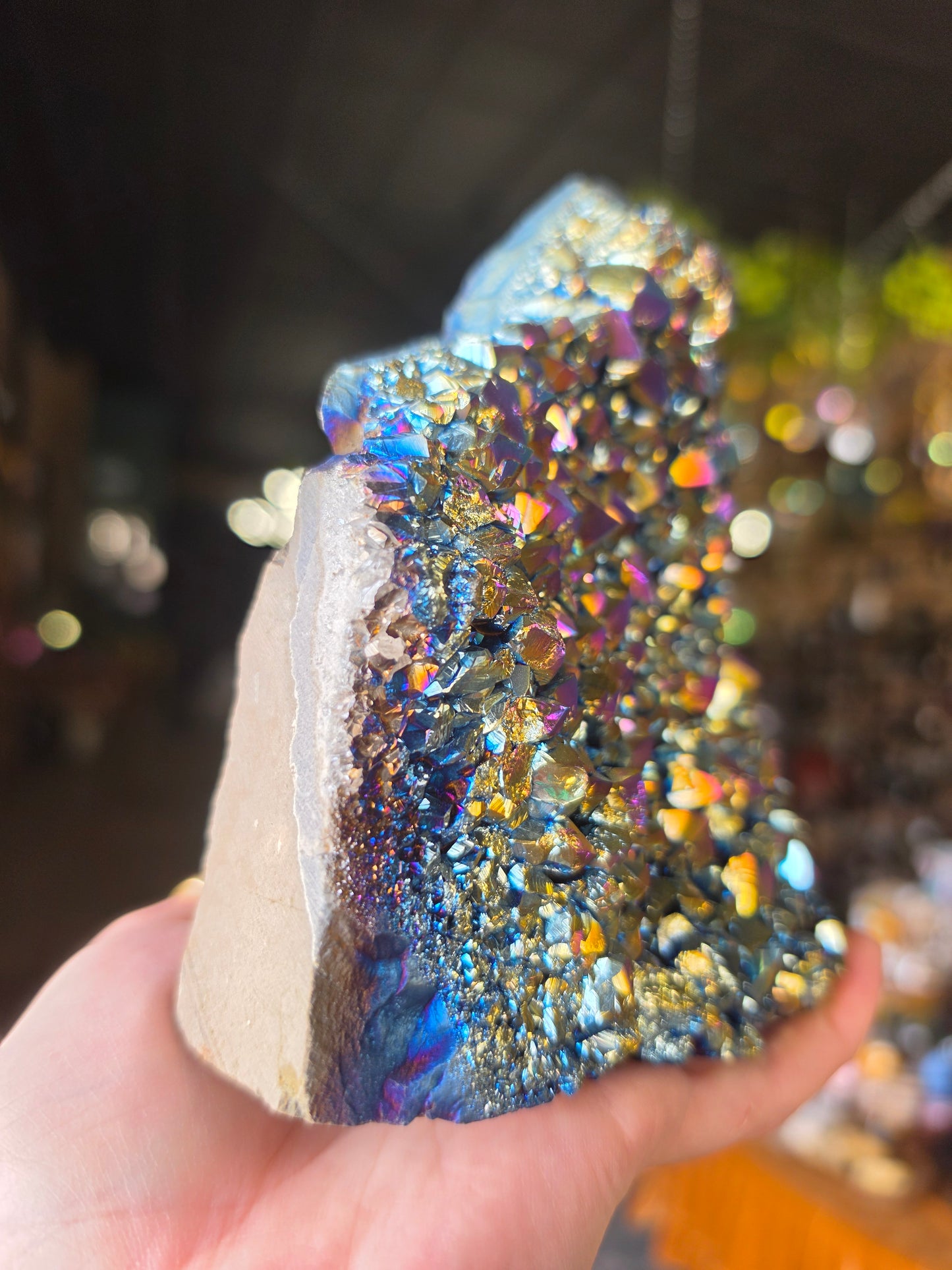 Treated Aura Quartz Cluster Freeform