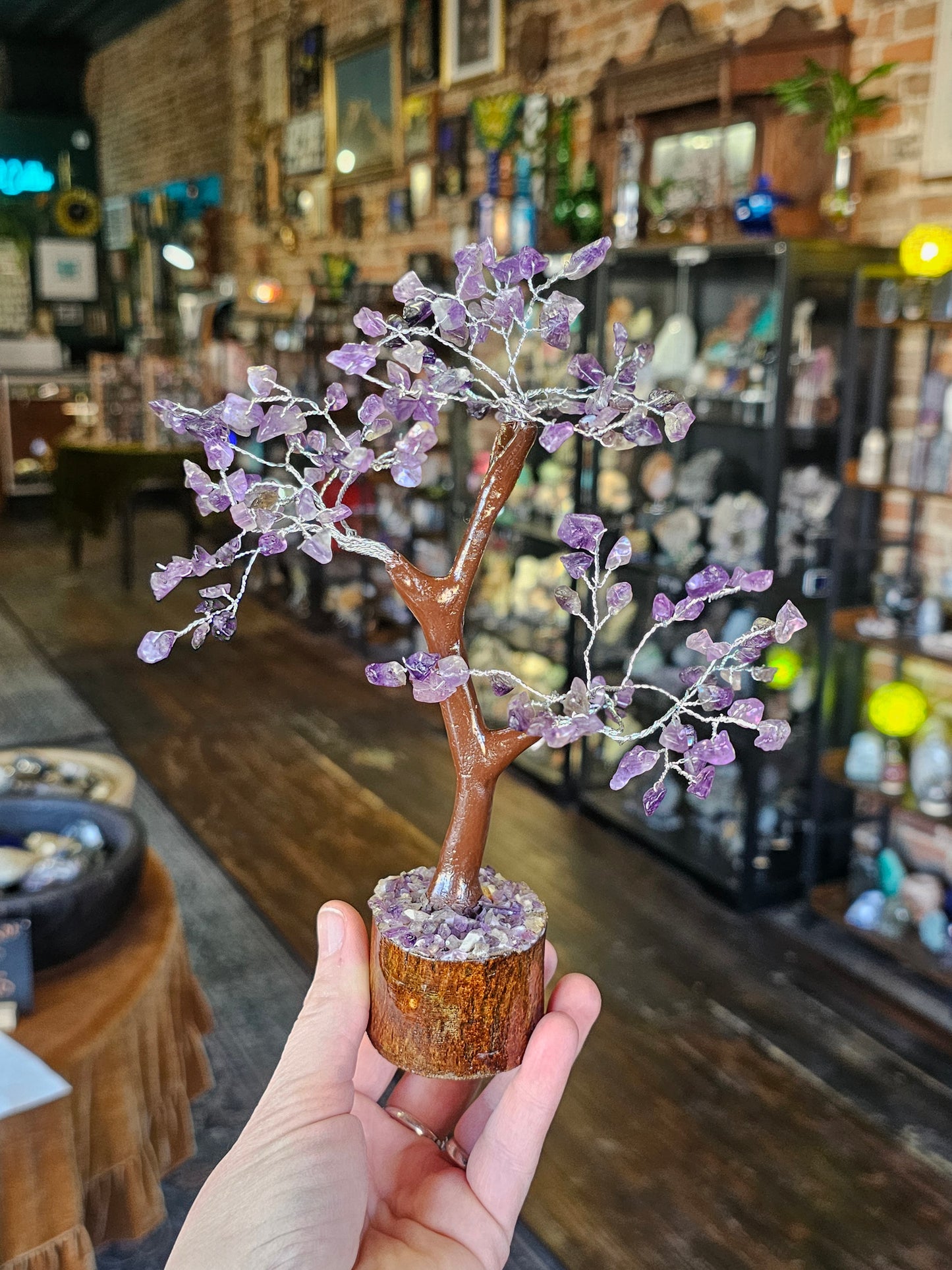 Amethyst Chip Tree on amethyst chip wood base