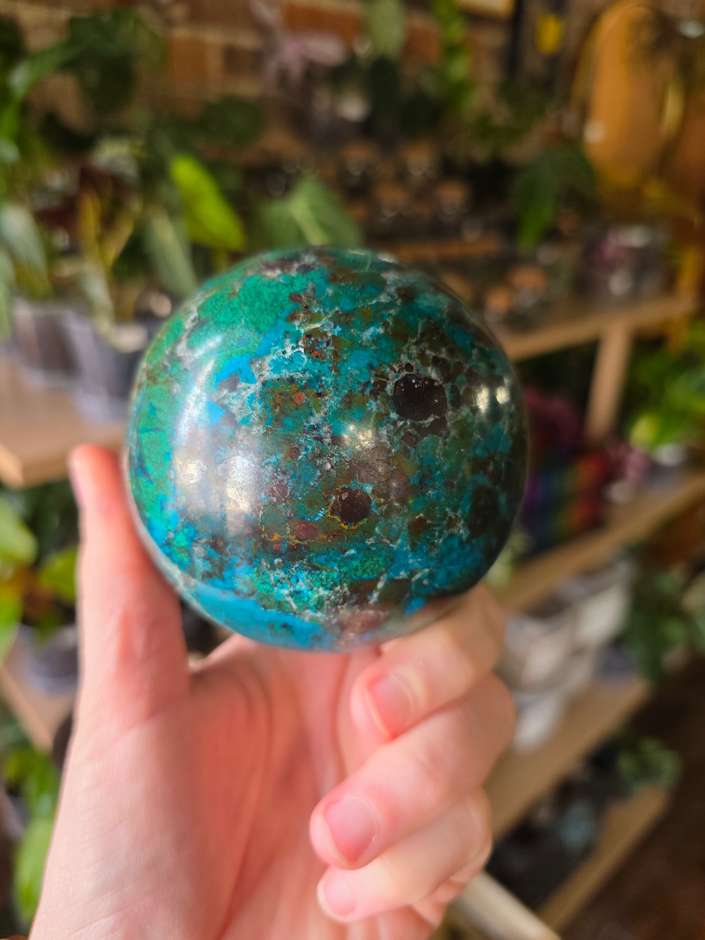 Chrysocolla and Malachite Sphere