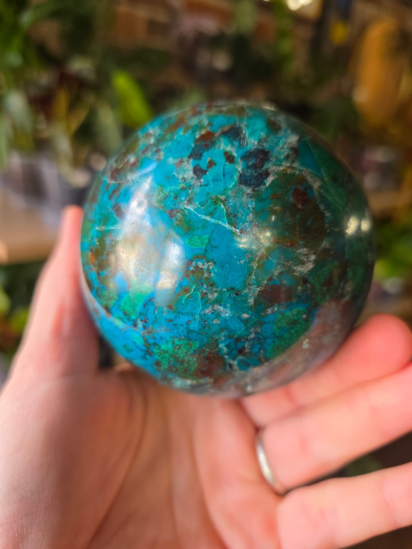 Chrysocolla and Malachite Sphere
