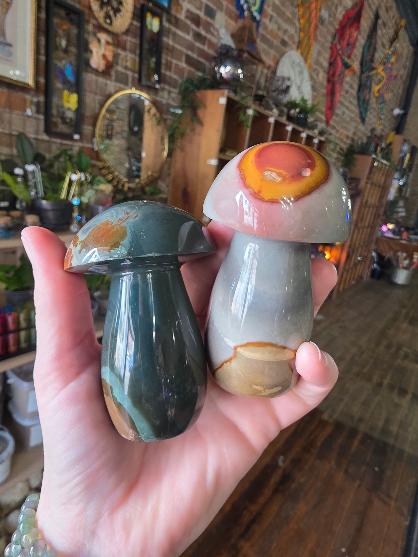 Polychrome Jasper Mushroom Carving