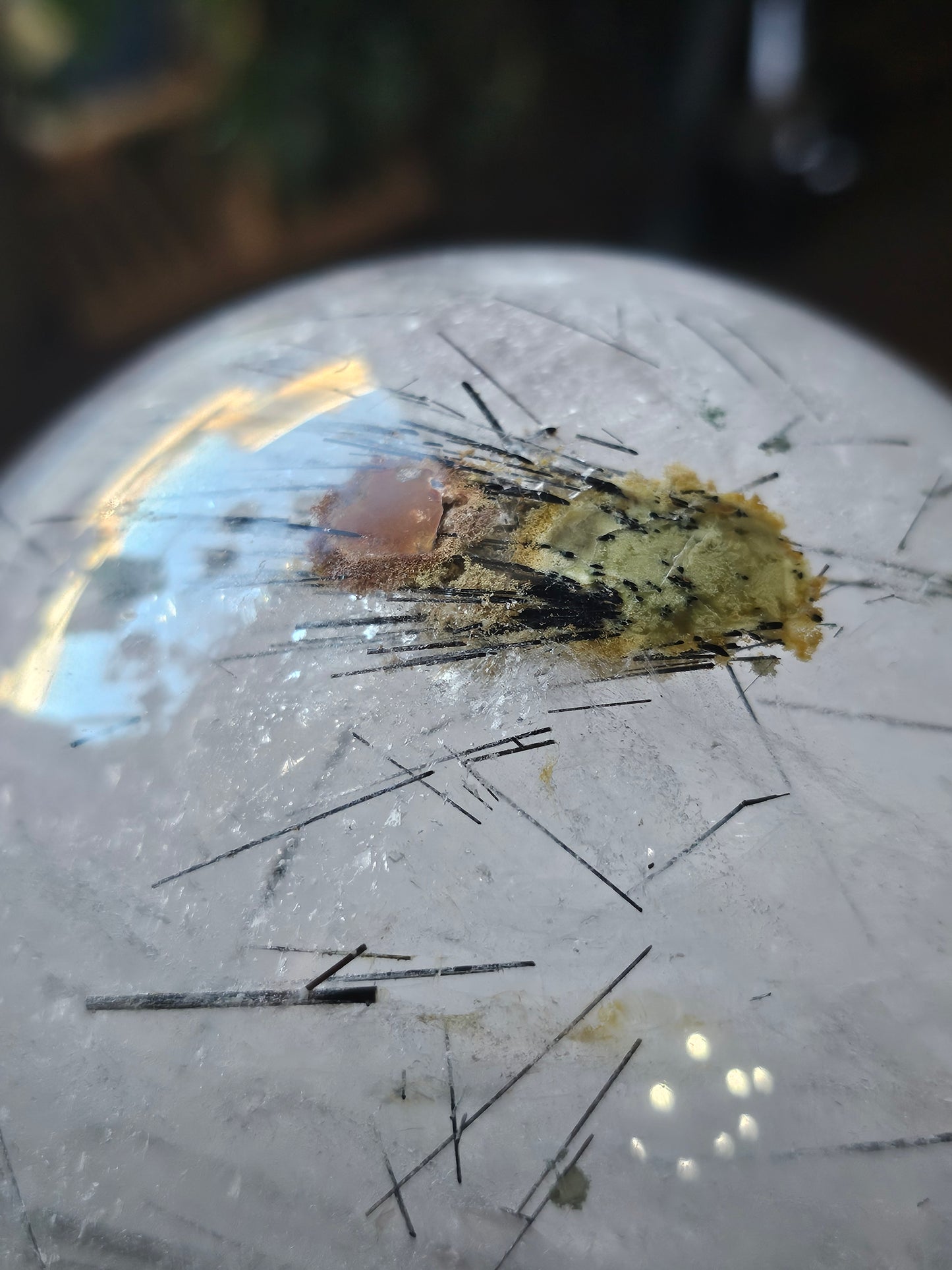 XL Chlorite and Tourmaline in Quartz Sphere