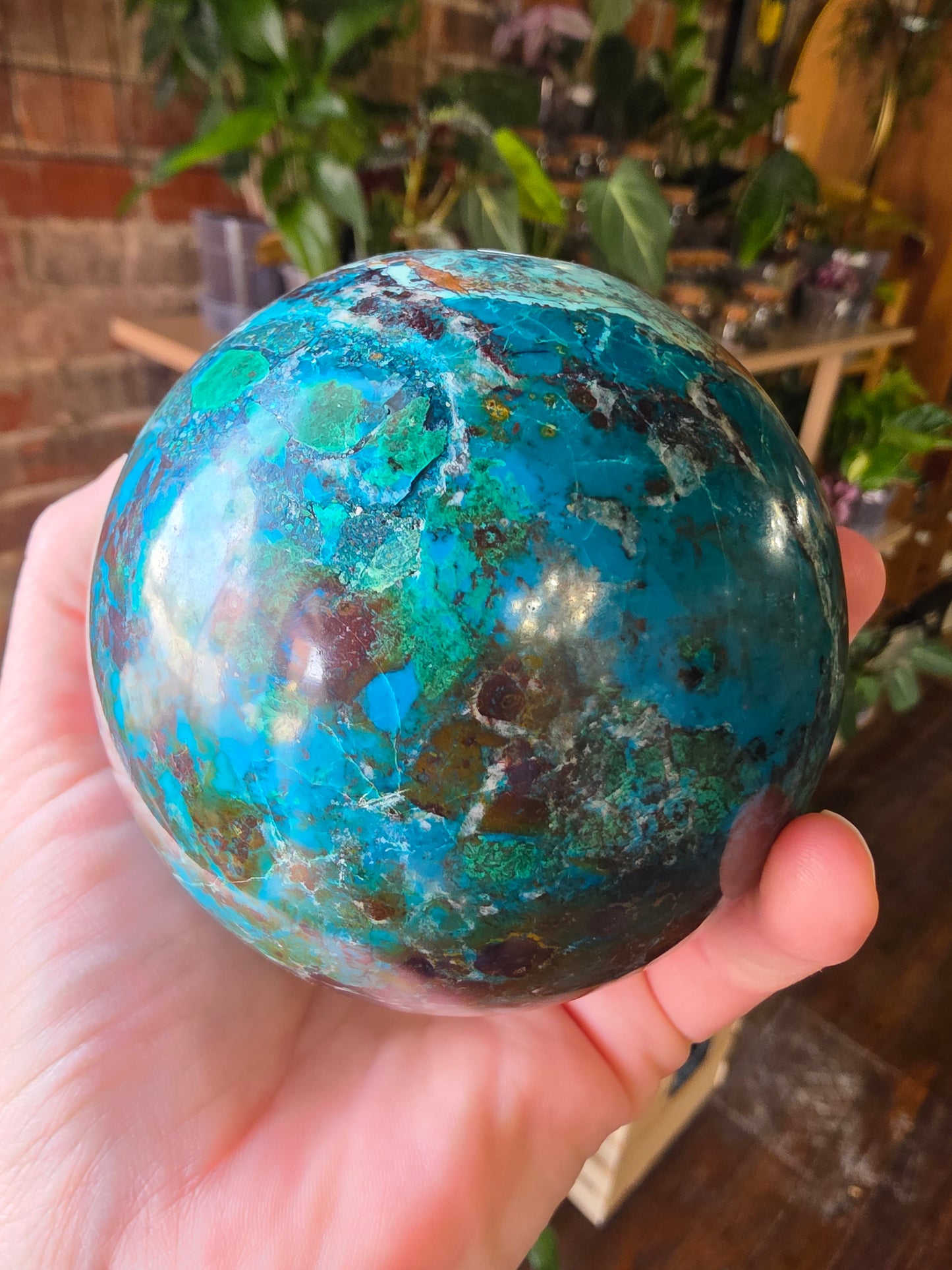 Chrysocolla and Malachite Sphere