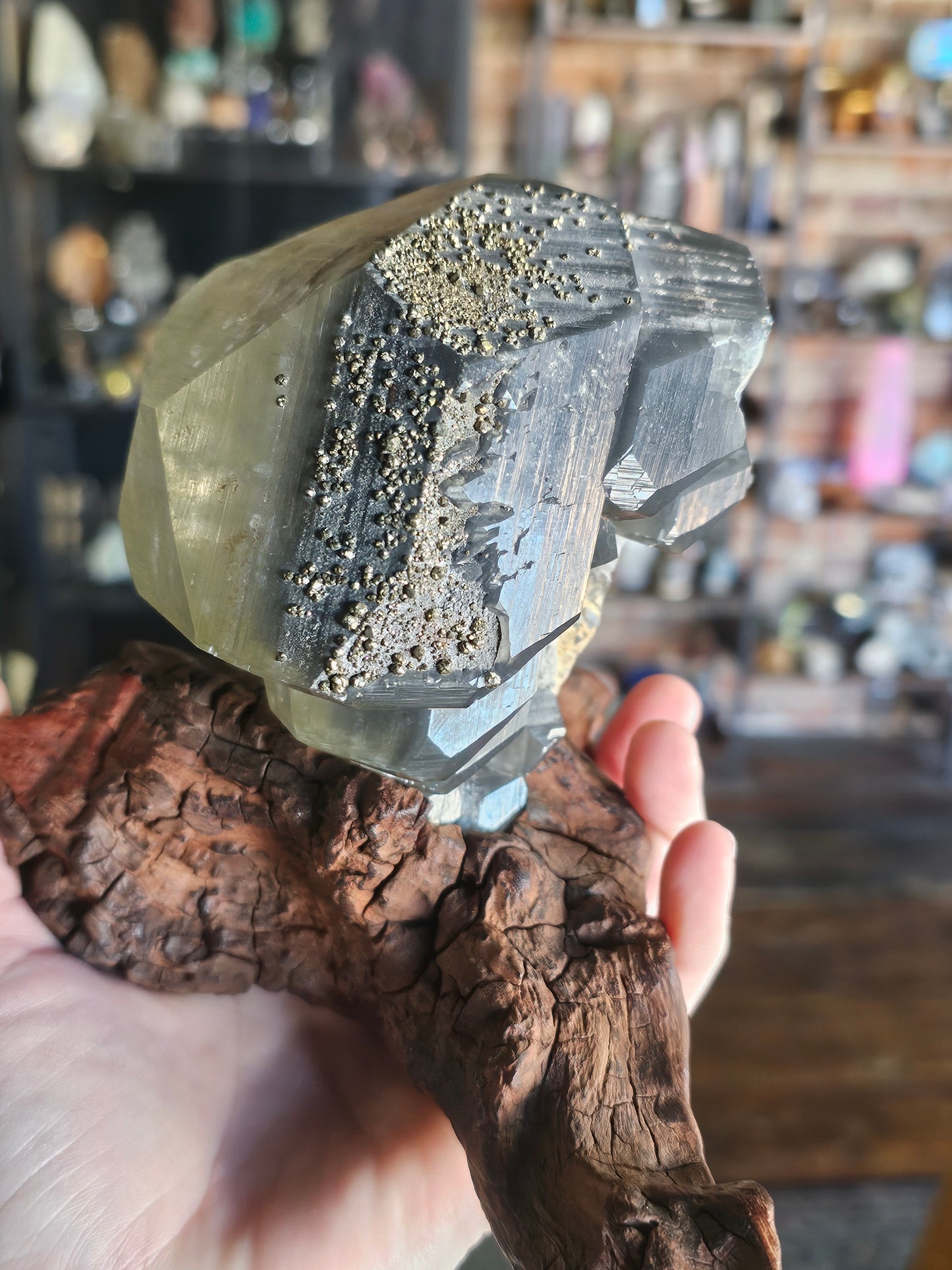 Pyrite on Calcite