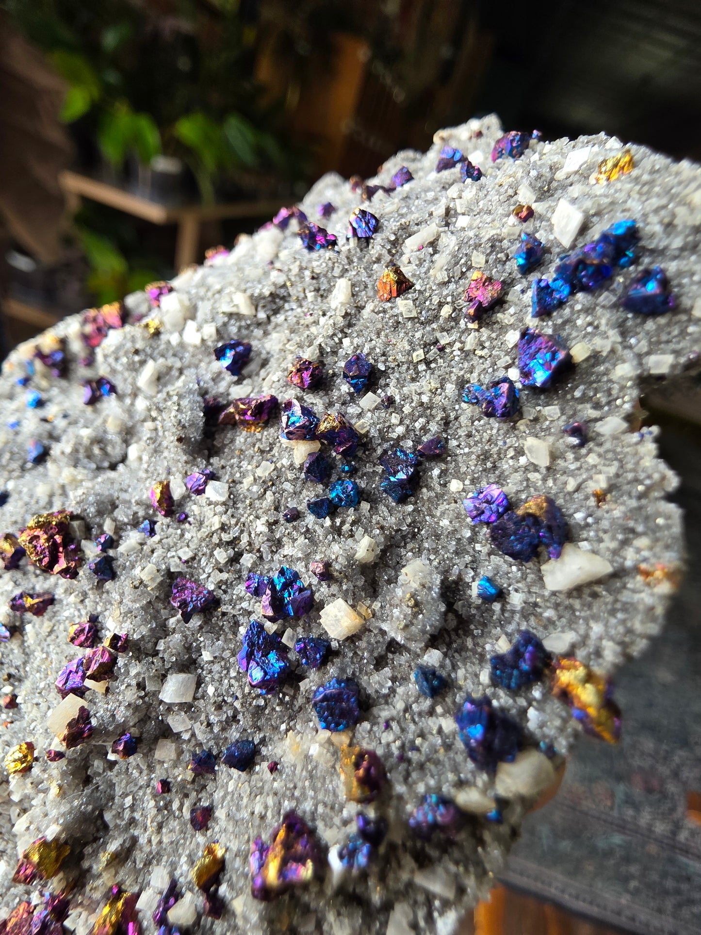 Chalcopyrite on Druzy Quartz