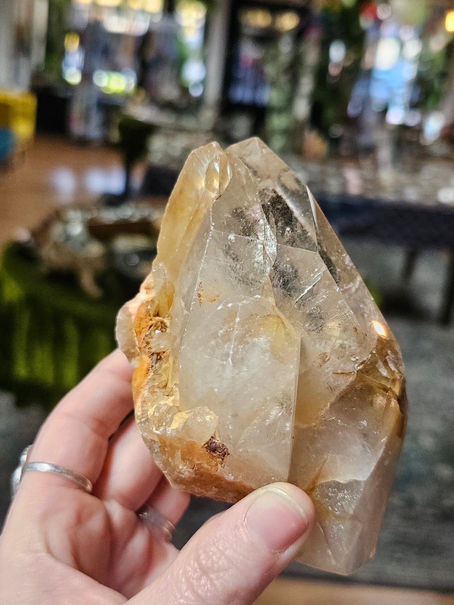 Polished Rutile and Lodilite Included Quartz Cluster