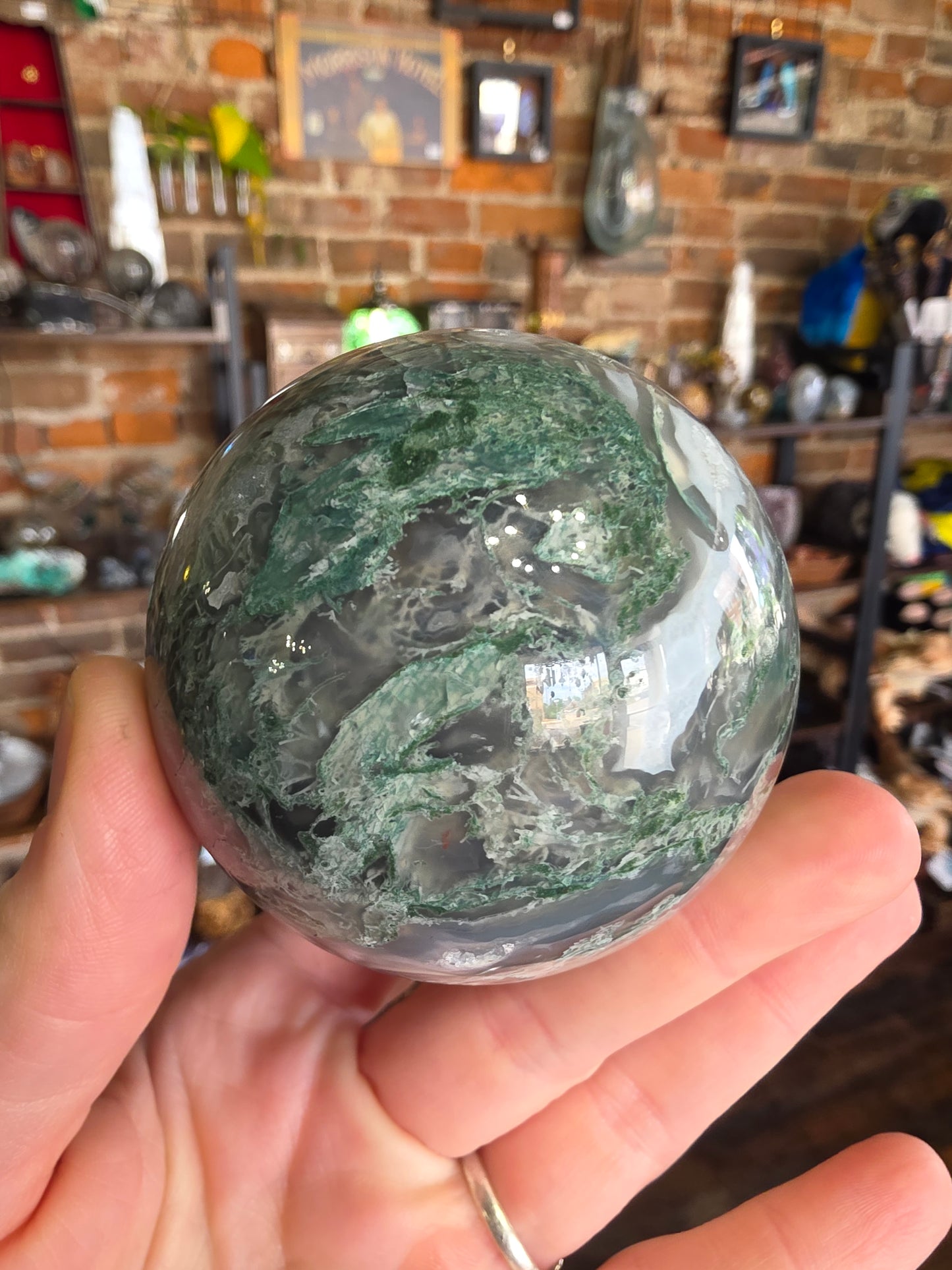 Moss agate Sphere