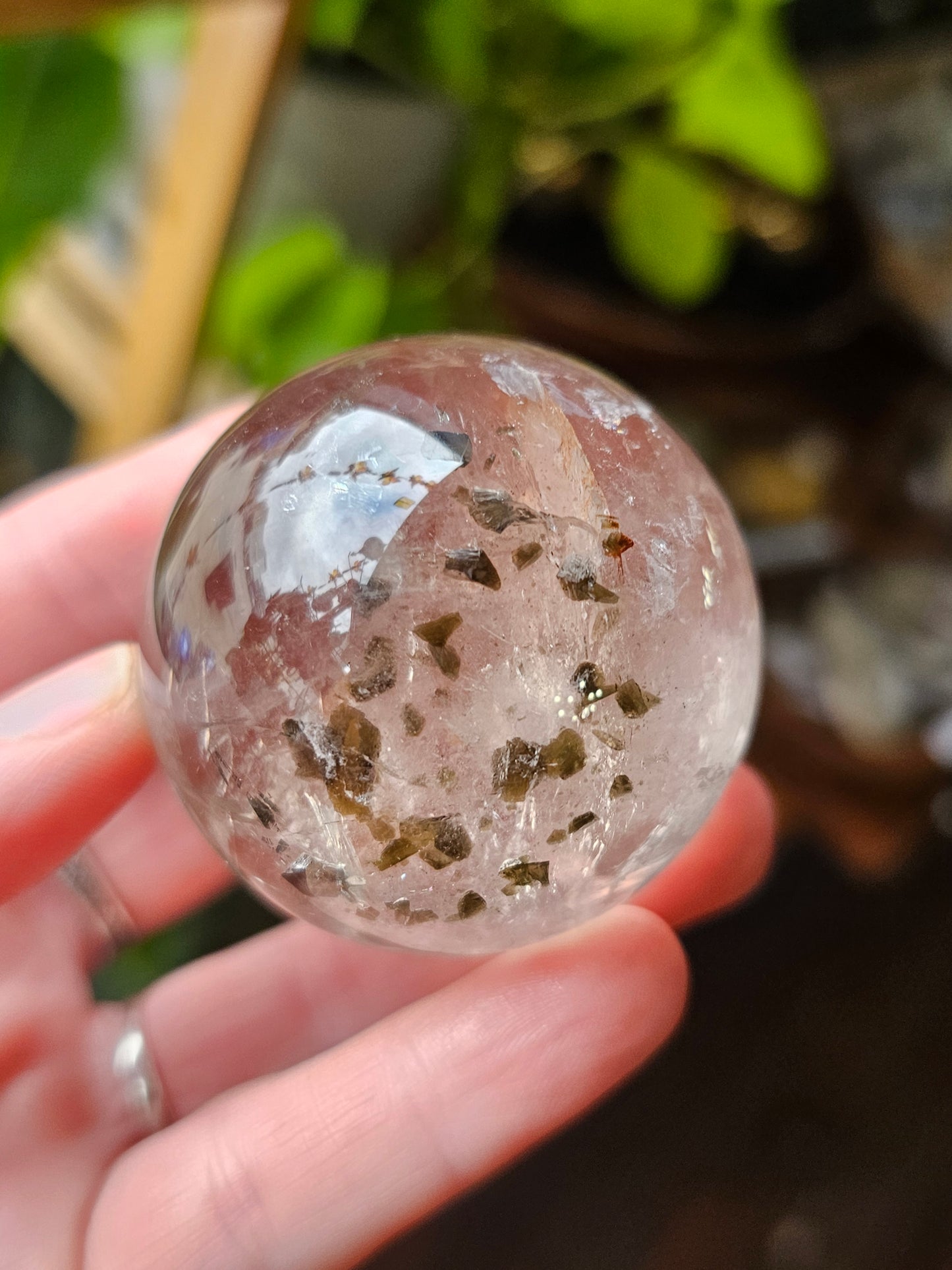 Green Mica in Quartz Sphere