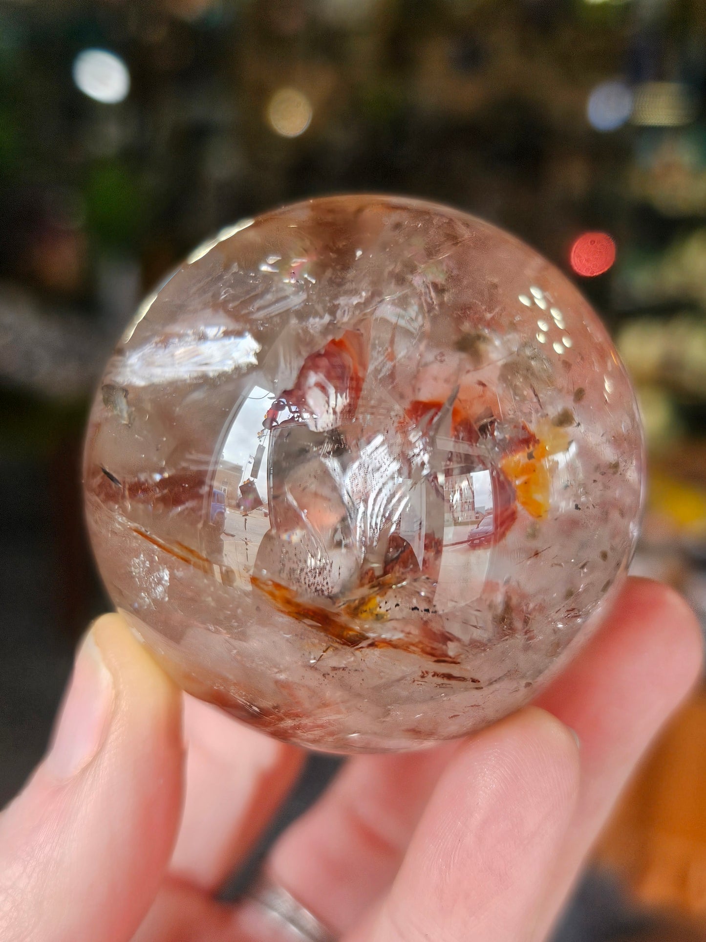 Iron Oxide and Hematite inclusions Quartz Sphere