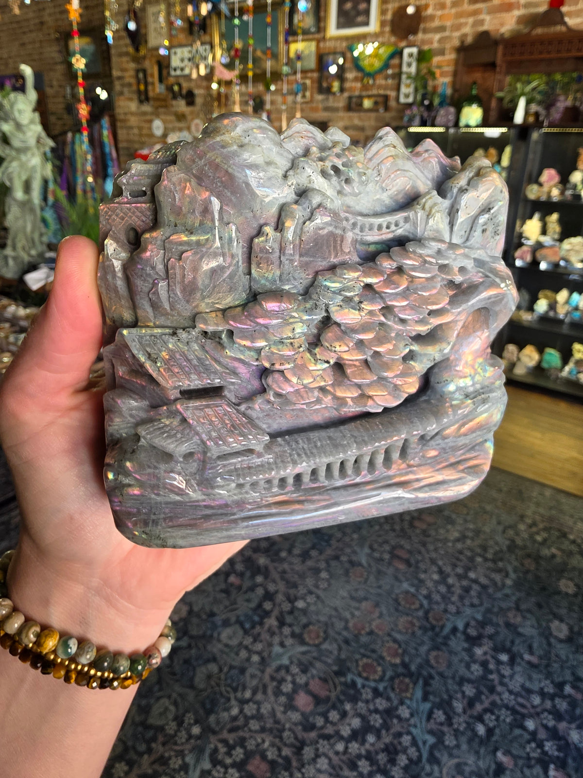 Labradorite Village Carving