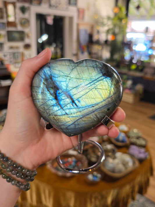 Labradorite Heart with Stand