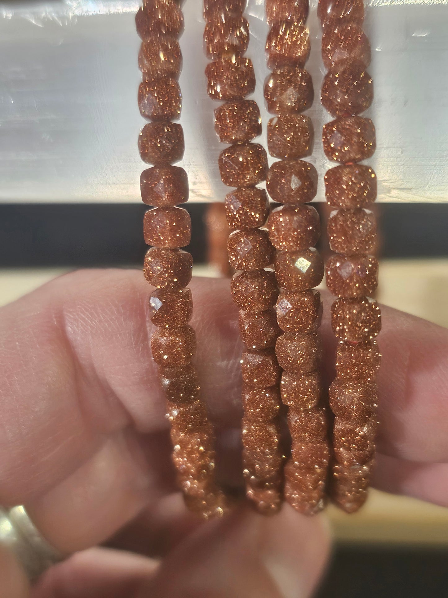 Goldstone Faceted Stretch Bracelet