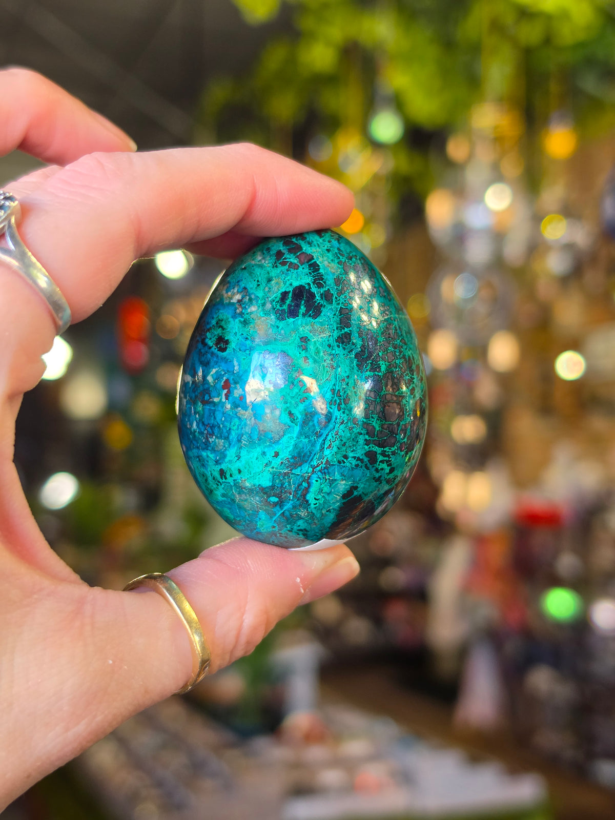 Chrysocolla & Malachite Egg Carving