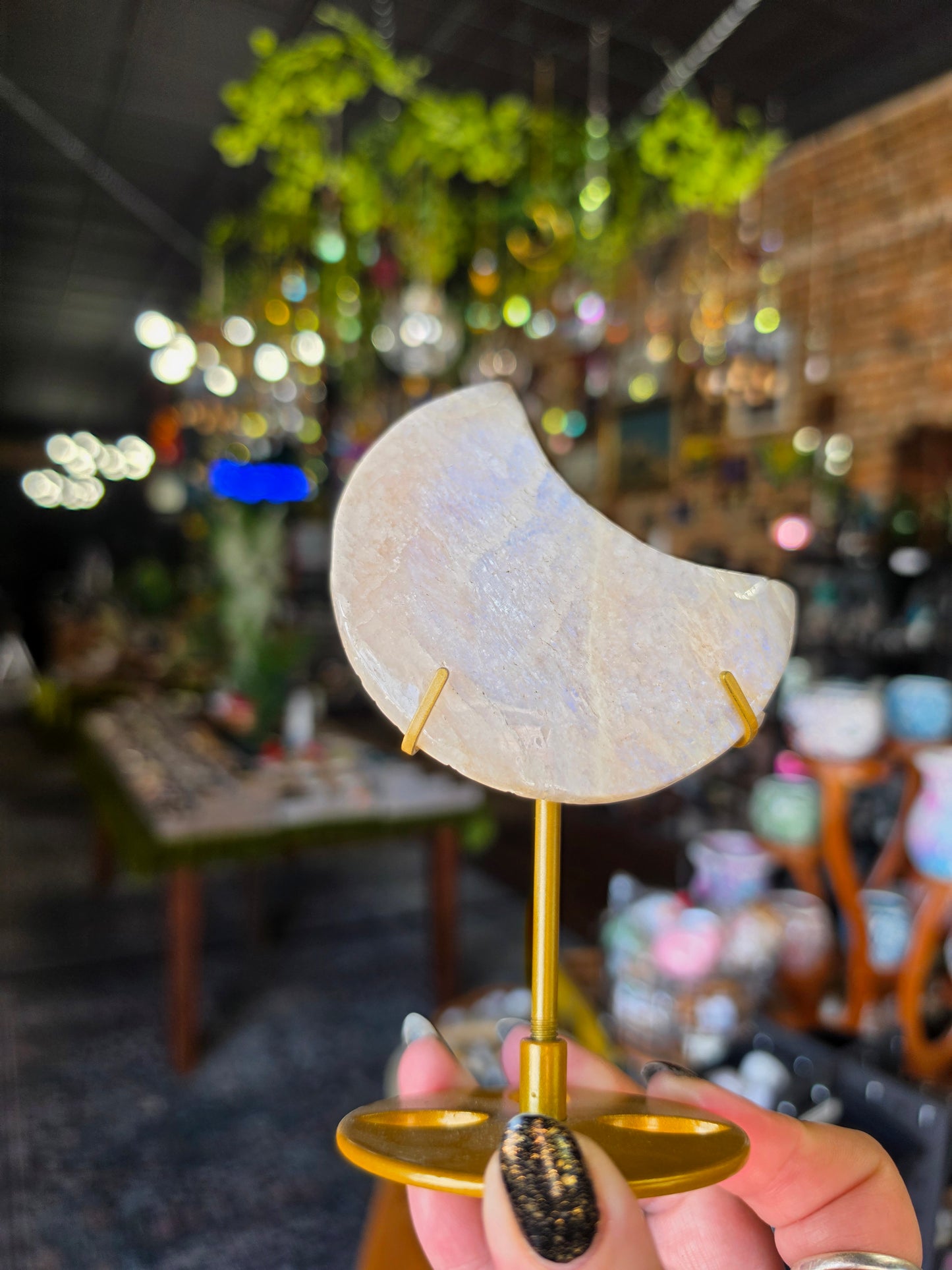Moonstone Moon Carving on Stand