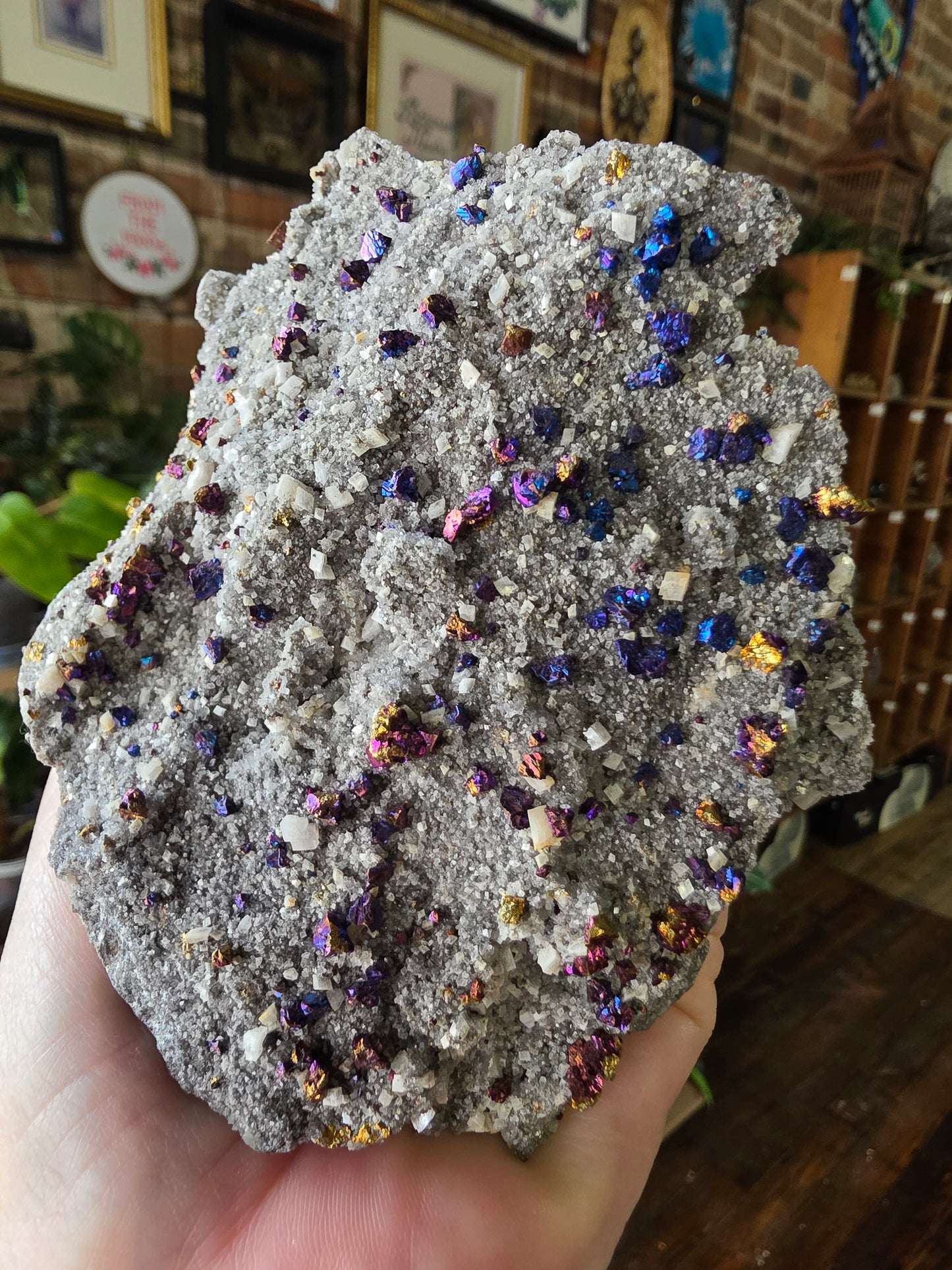 Chalcopyrite on Druzy Quartz