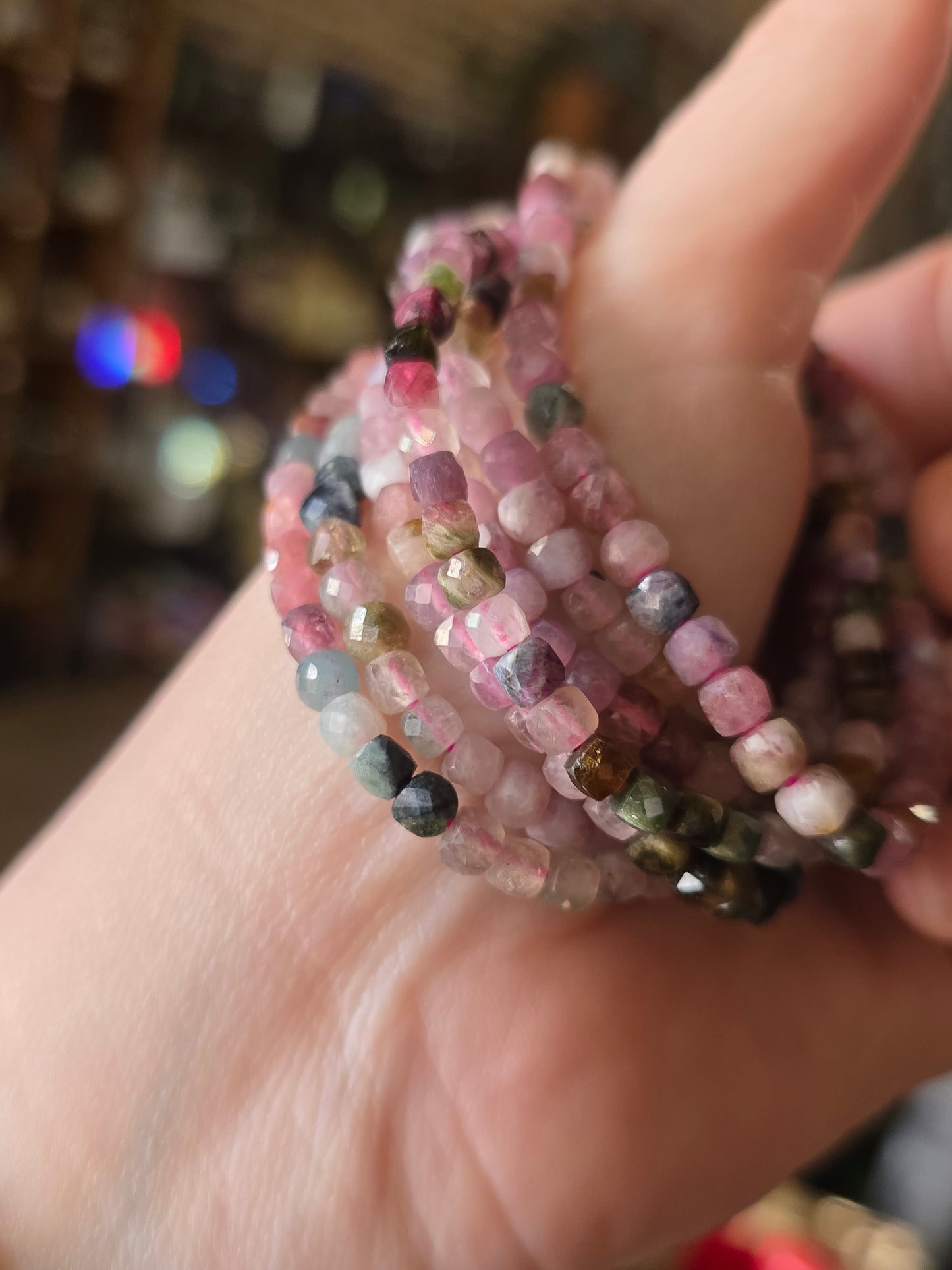 Faceted Multicolor Tourmaline Bead Bracelet