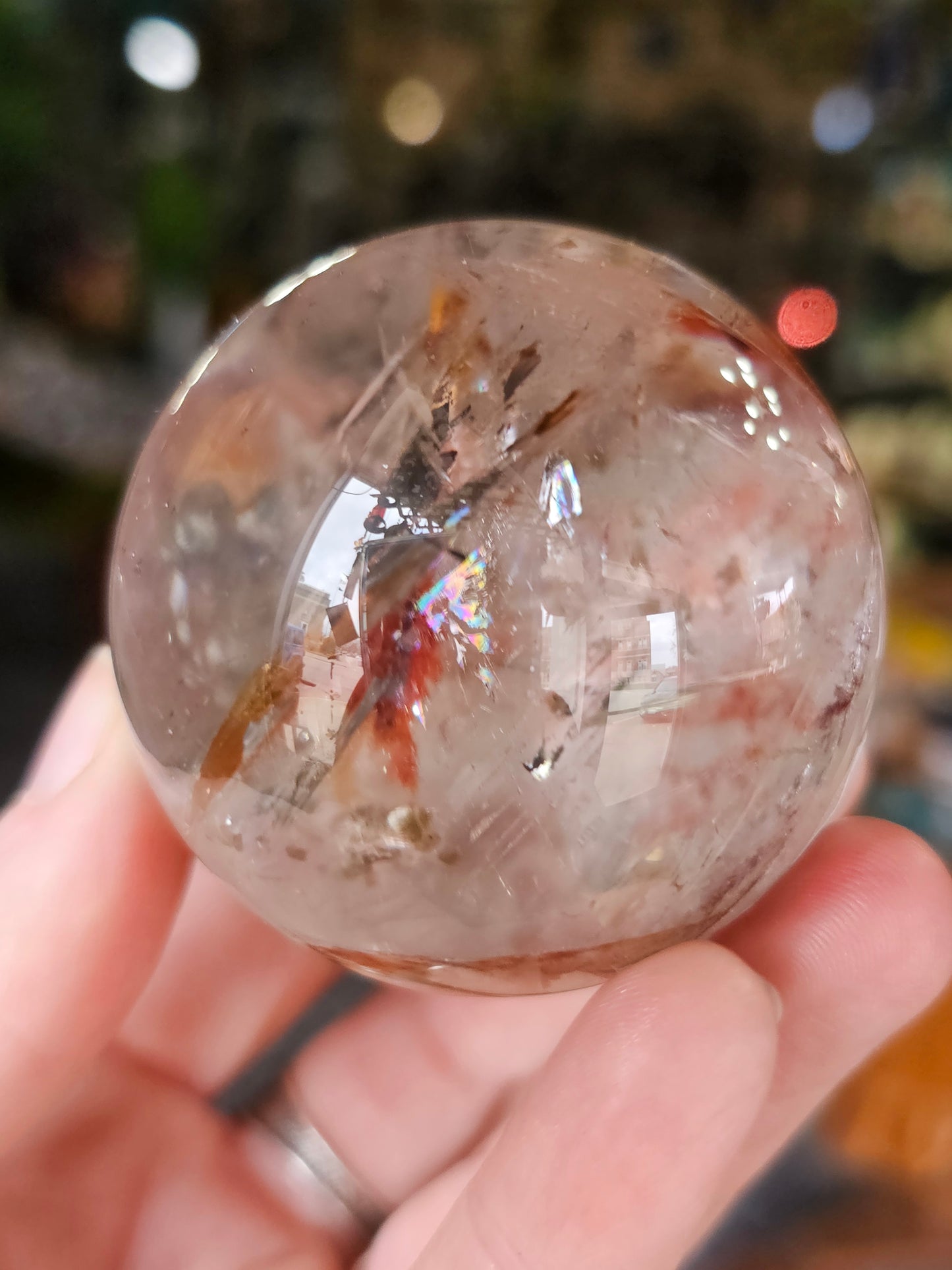 Iron Oxide and Hematite inclusions Quartz Sphere