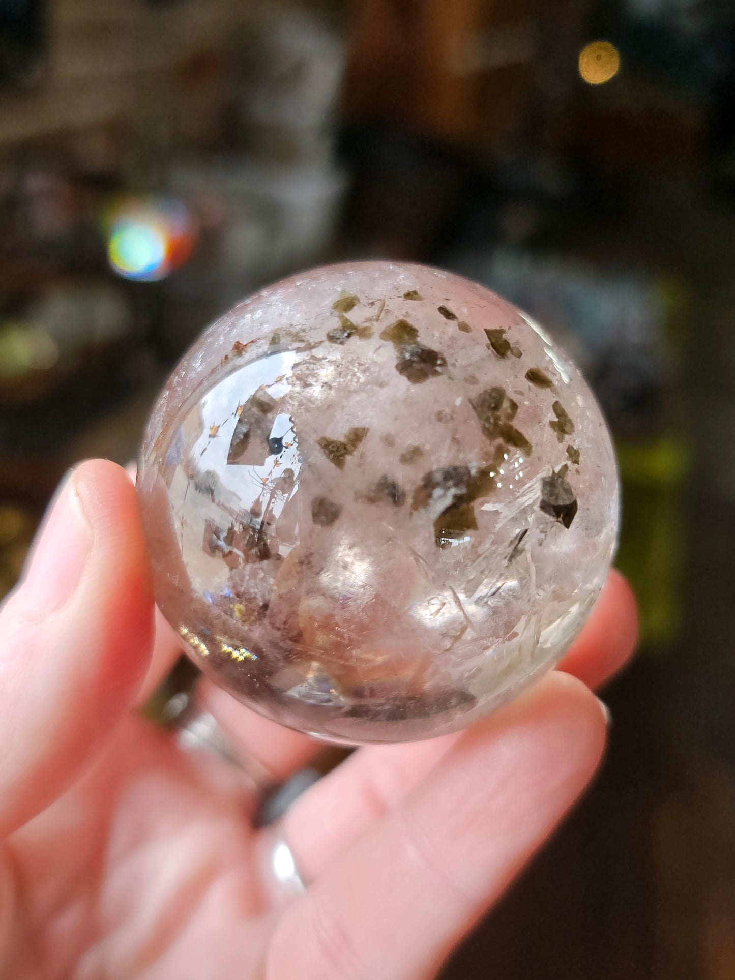 Green Mica in Quartz Sphere