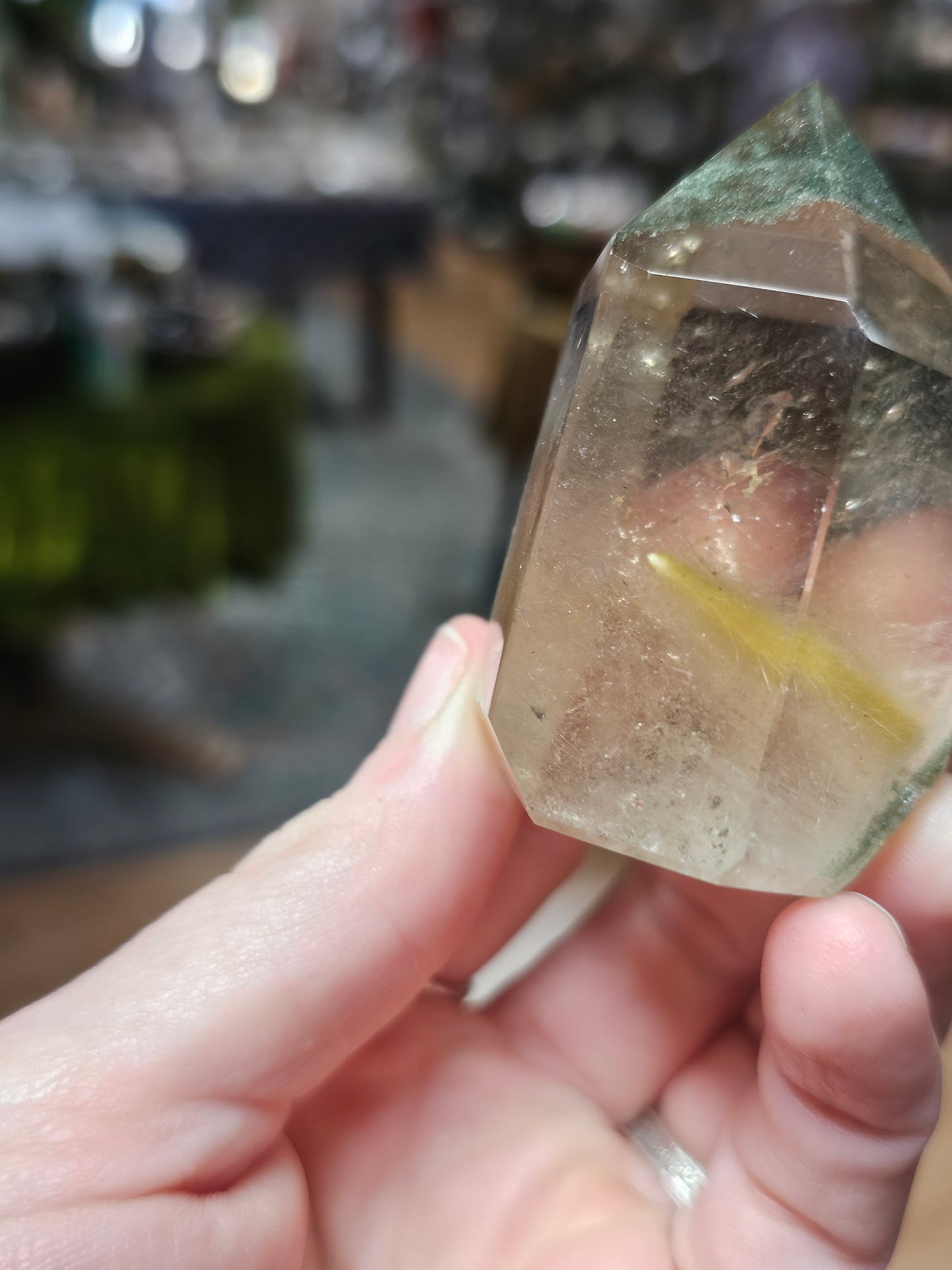 Yellow Rabbit Hair and Chlorite in Quartz