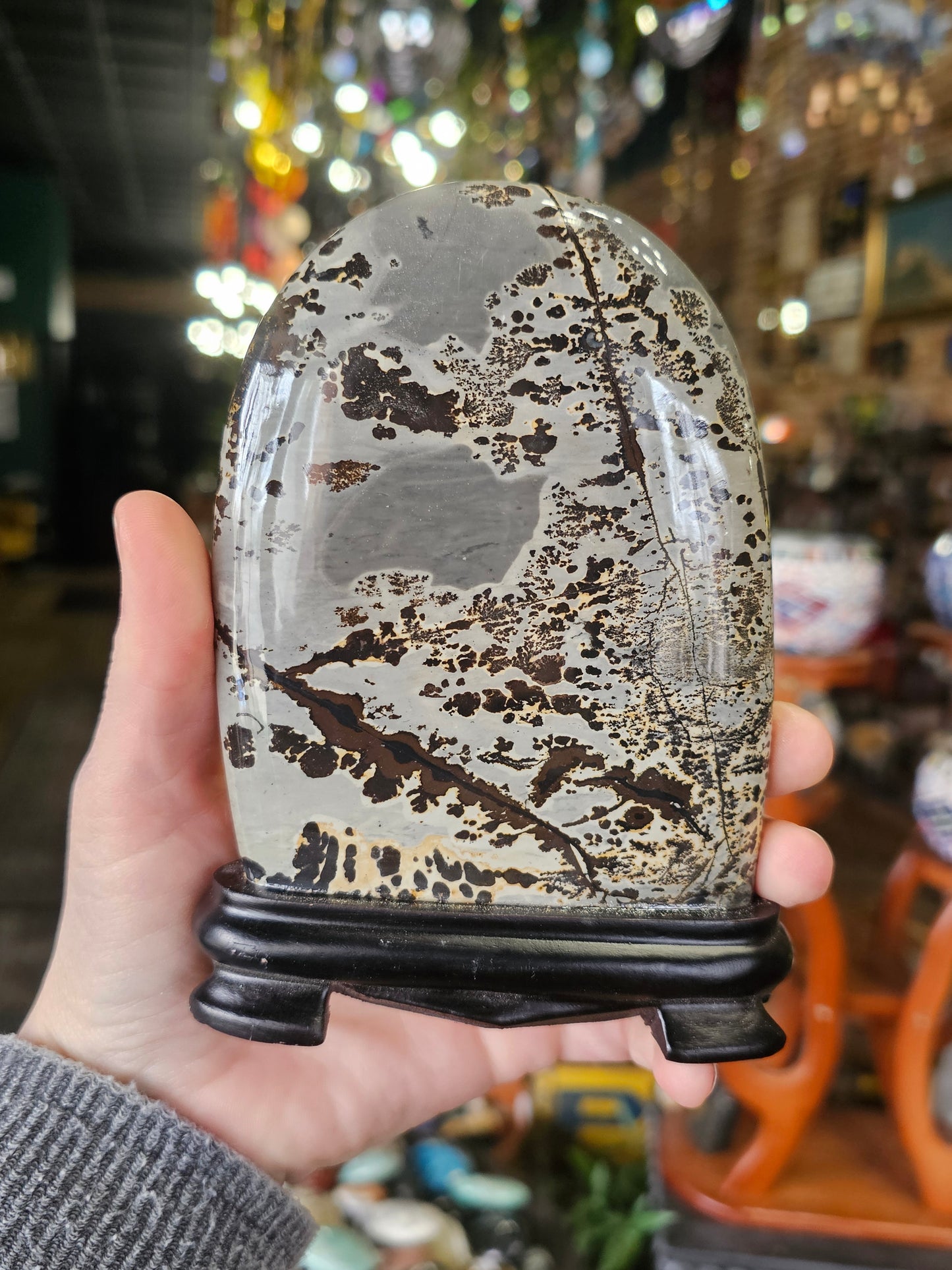 Dendritic Picture Jasper Freeform on stand