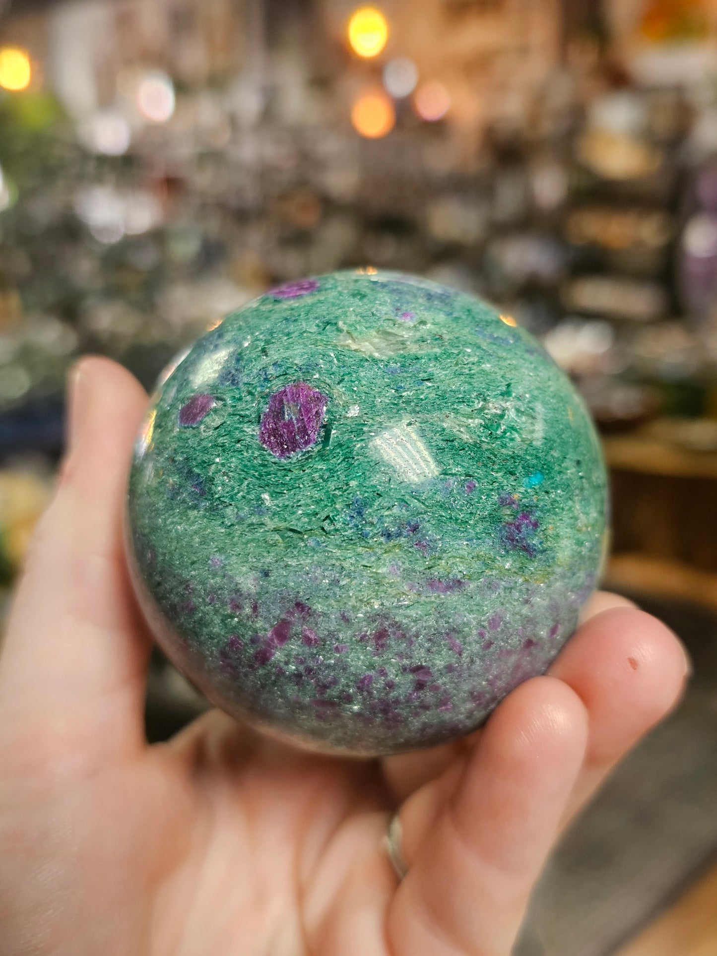 Ruby, Fuchsite, and Kyanite Sphere