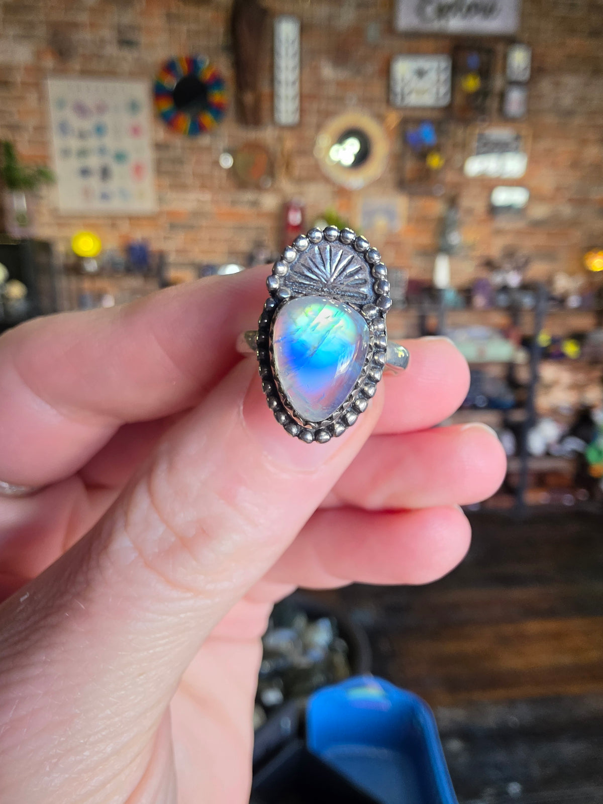 Size 6 Rainbow Moonstone Ring