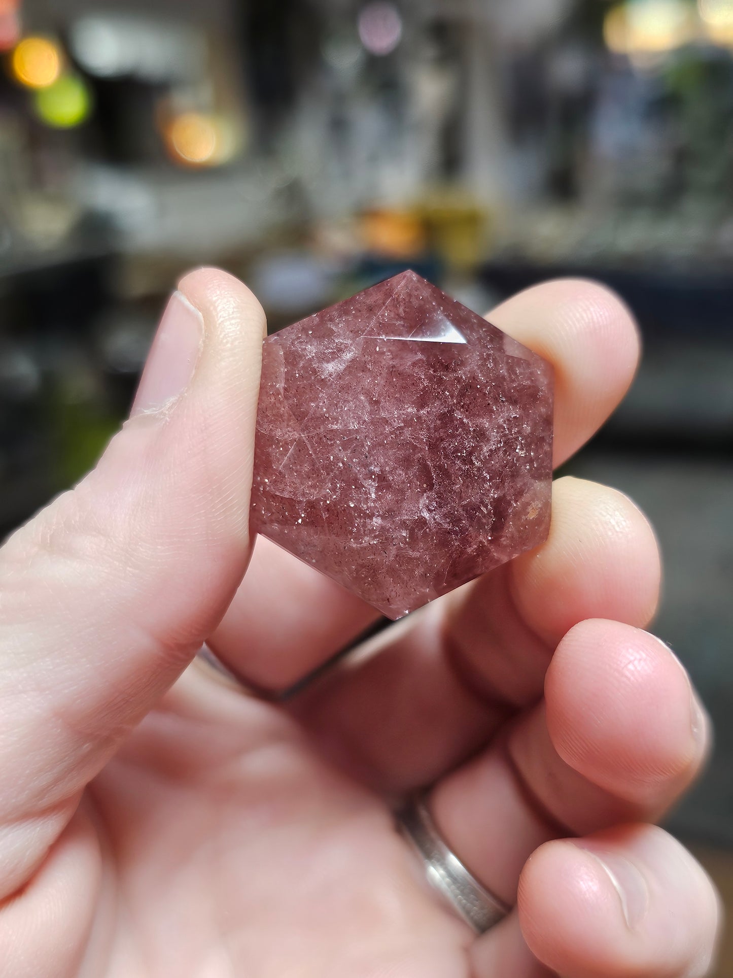 Strawberry Quartz Faceted Hexagon