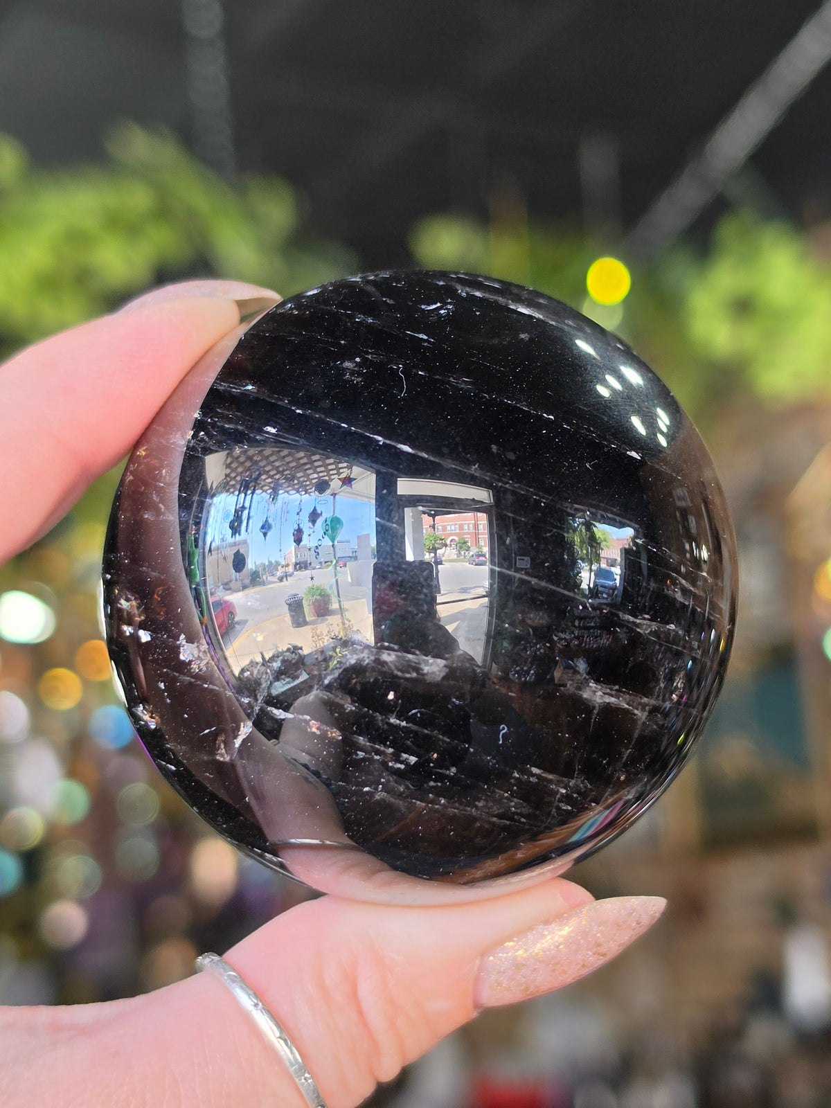 Black Rose Quartz Sphere (Treated Stone)