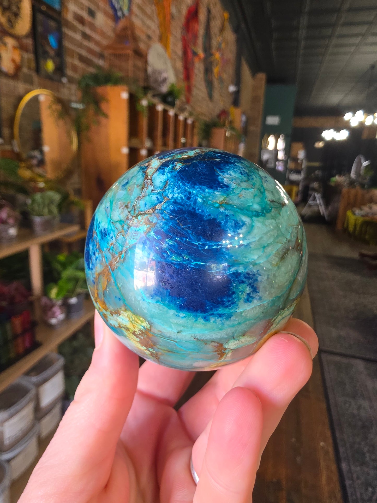 Chrysocolla and Shattuckite Sphere
