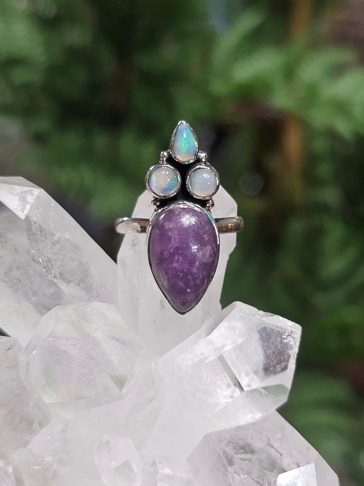 Size 7 Lepidolite & Ethiopian Opal Ring