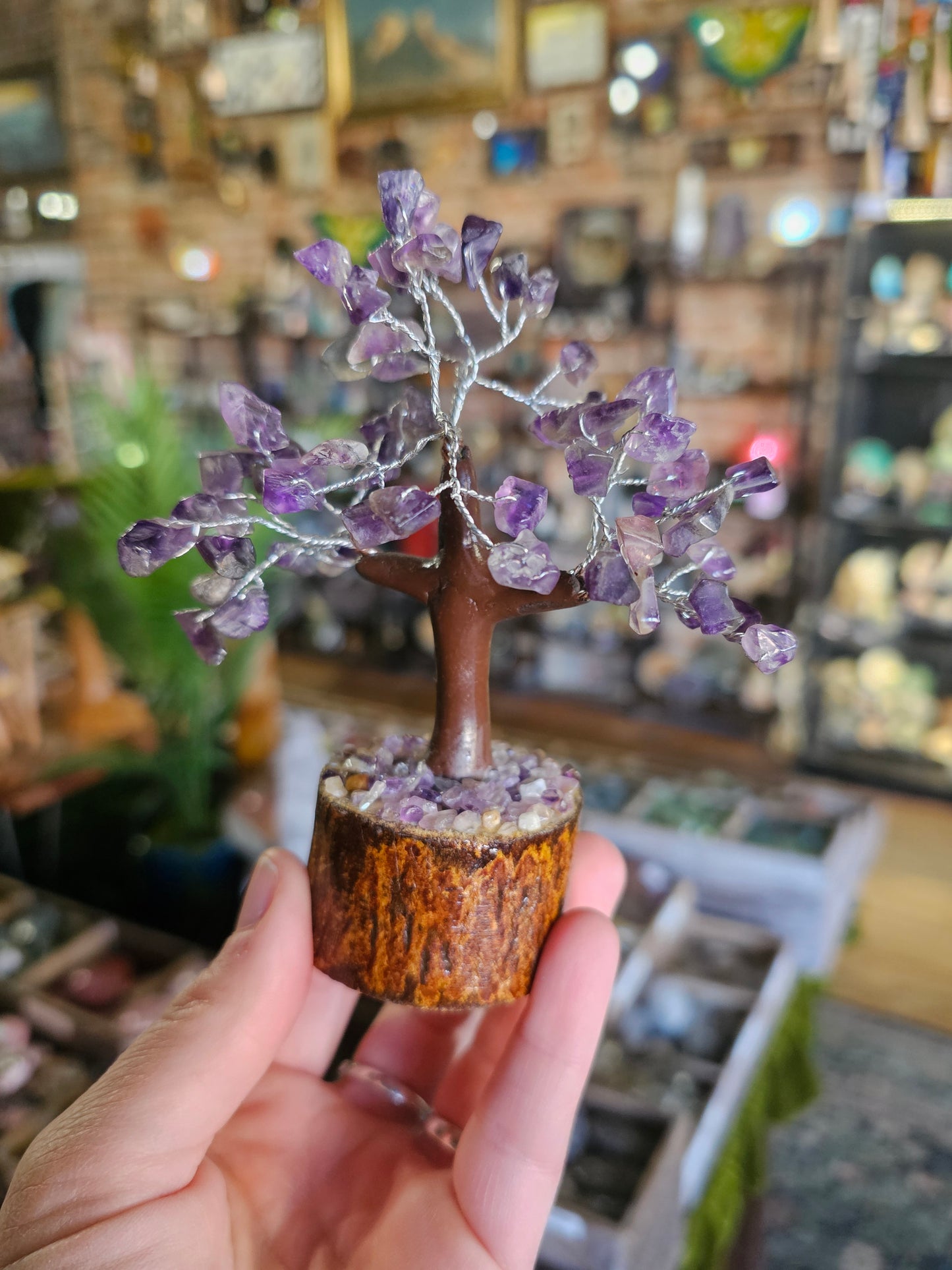 Amethyst Chip Tree on amethyst chip wood base