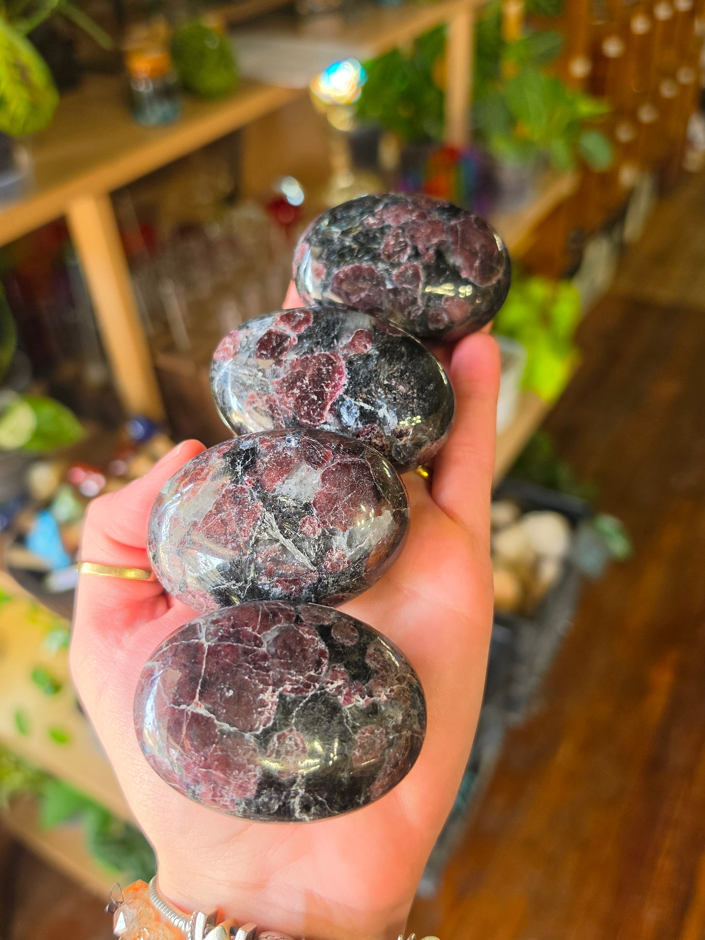 Garnet in Astrophyllite Palmstone