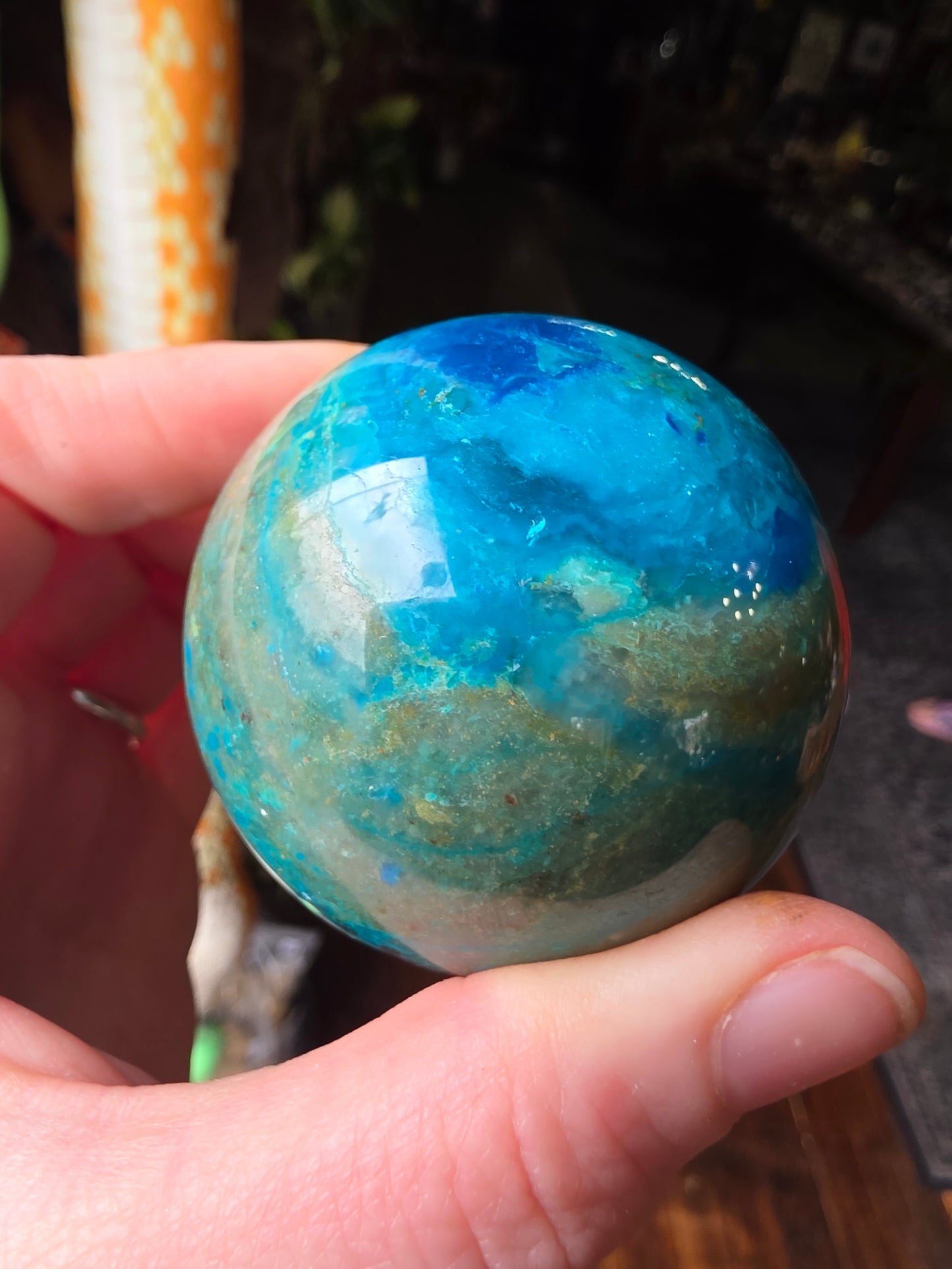 Chrysocolla and Shatuckite Sphere