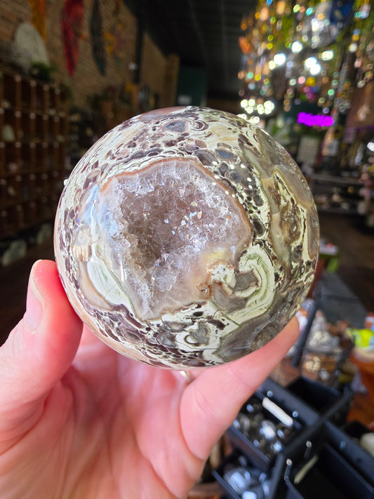 Druzy Money Agate Sphere
