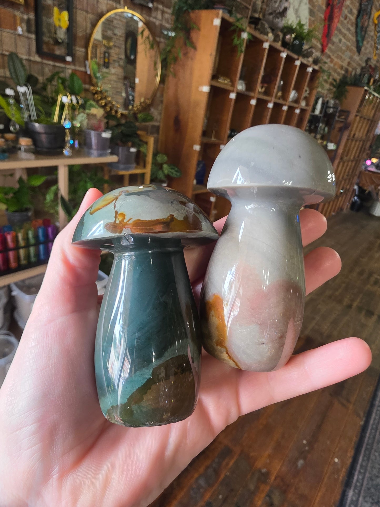 Polychrome Jasper Mushroom Carving