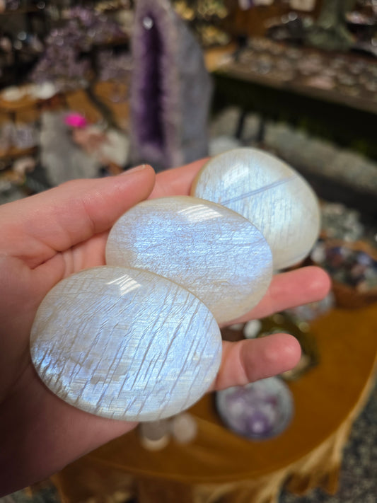 High Grade White Moonstone Palmstone