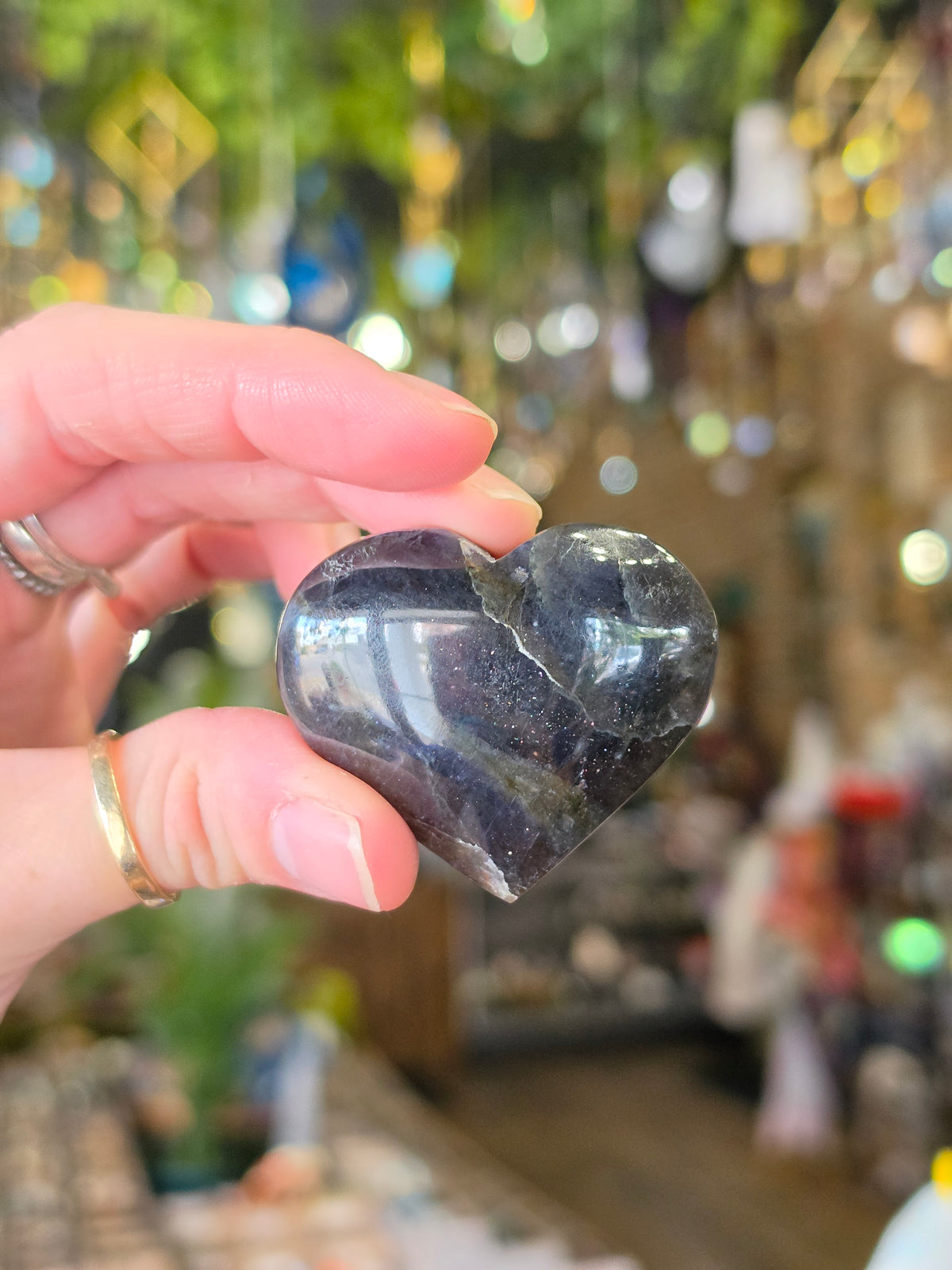 Sunstone Iolite Heart Carving
