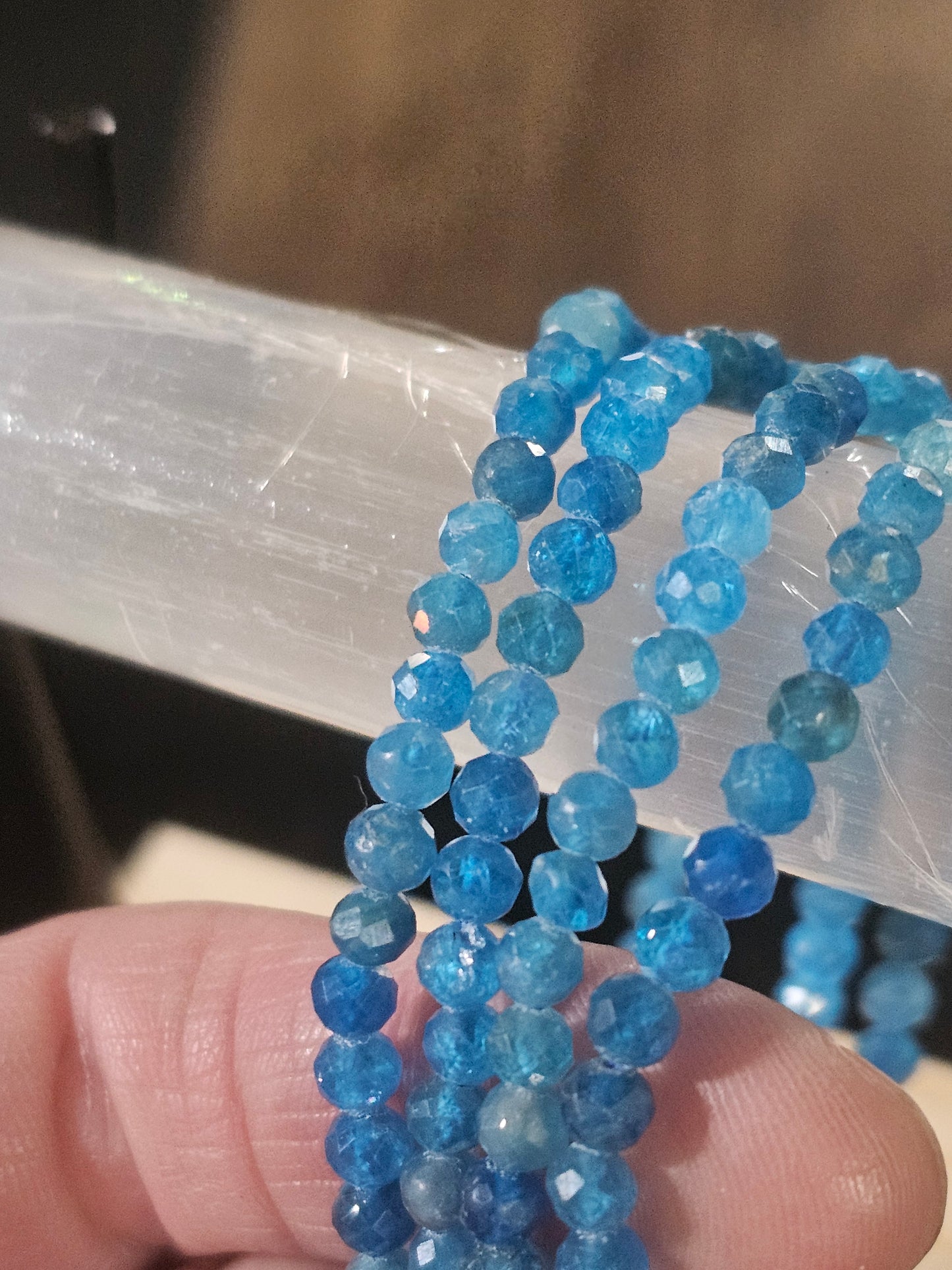 Blue Apatite Faceted Stretch Bracelet
