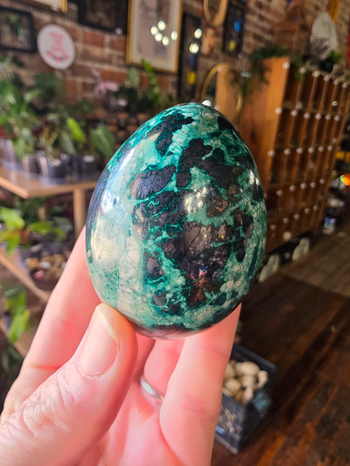 Chrysocolla and Hematite Egg