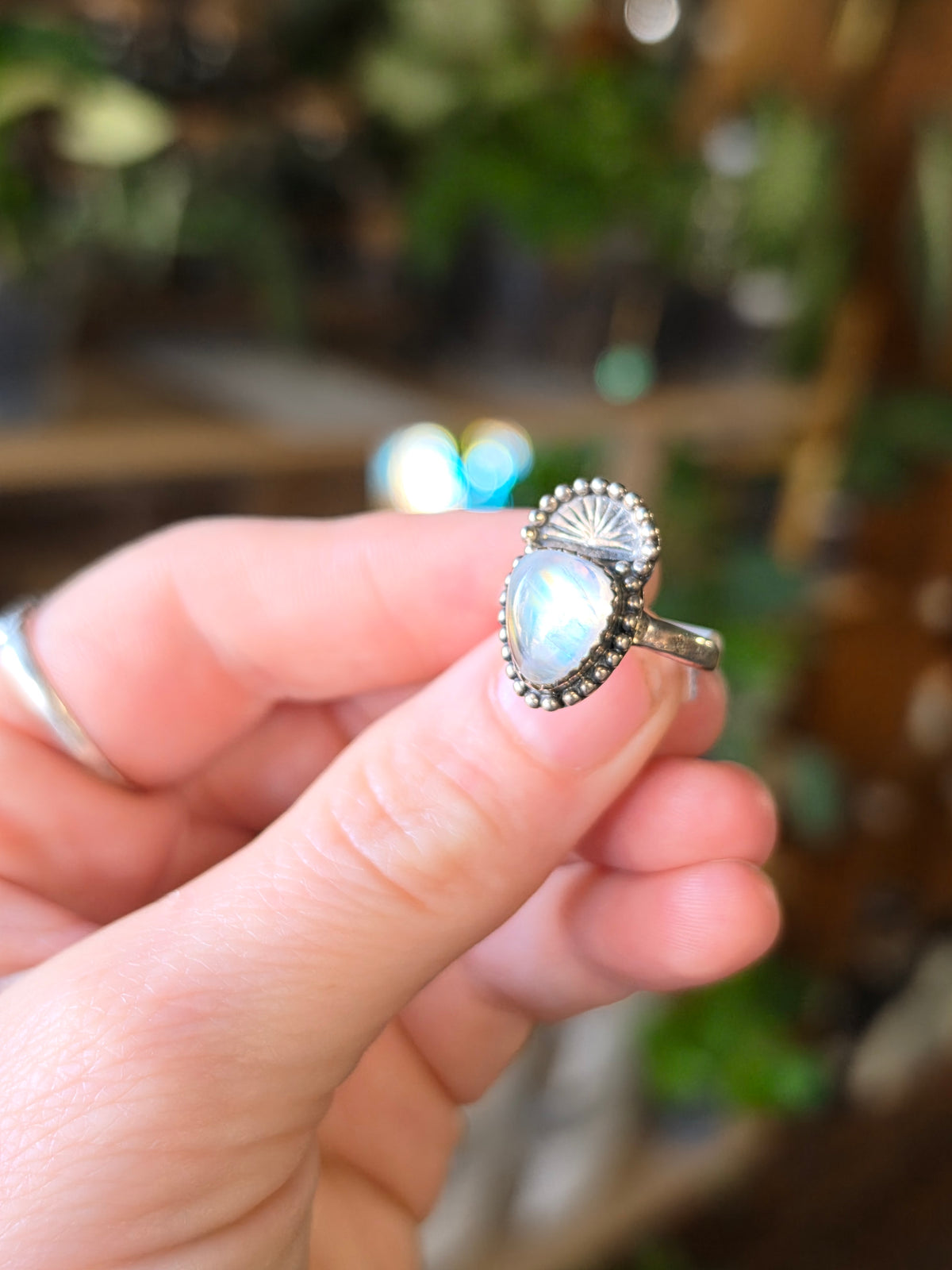 Size 7 Rainbow Moonstone Ring